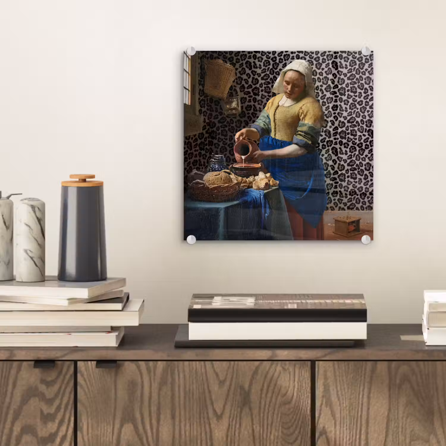 Melkmeisje - Kunst - Panterprint - Vermeer - Schilderij - Oude meesters plexiglas 5mm klein -sfeer1