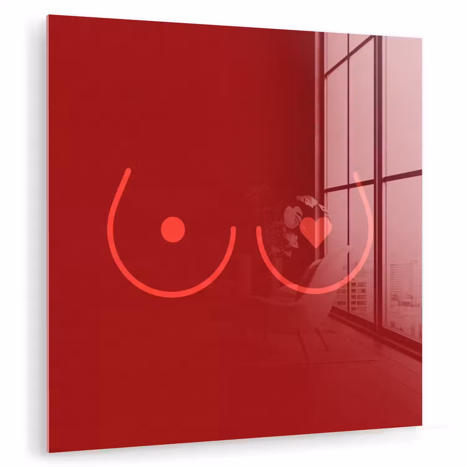Minimalistisch - Lijnillustratie - Rood plexiglas 5mm klein -zzzproduct_nieuw