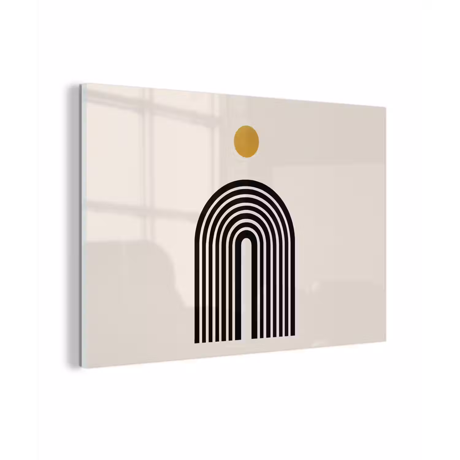 Minimalistisch - Zwarte boog - Gouden cirkel plexiglas 5mm klein -zzzproduct_nieuw