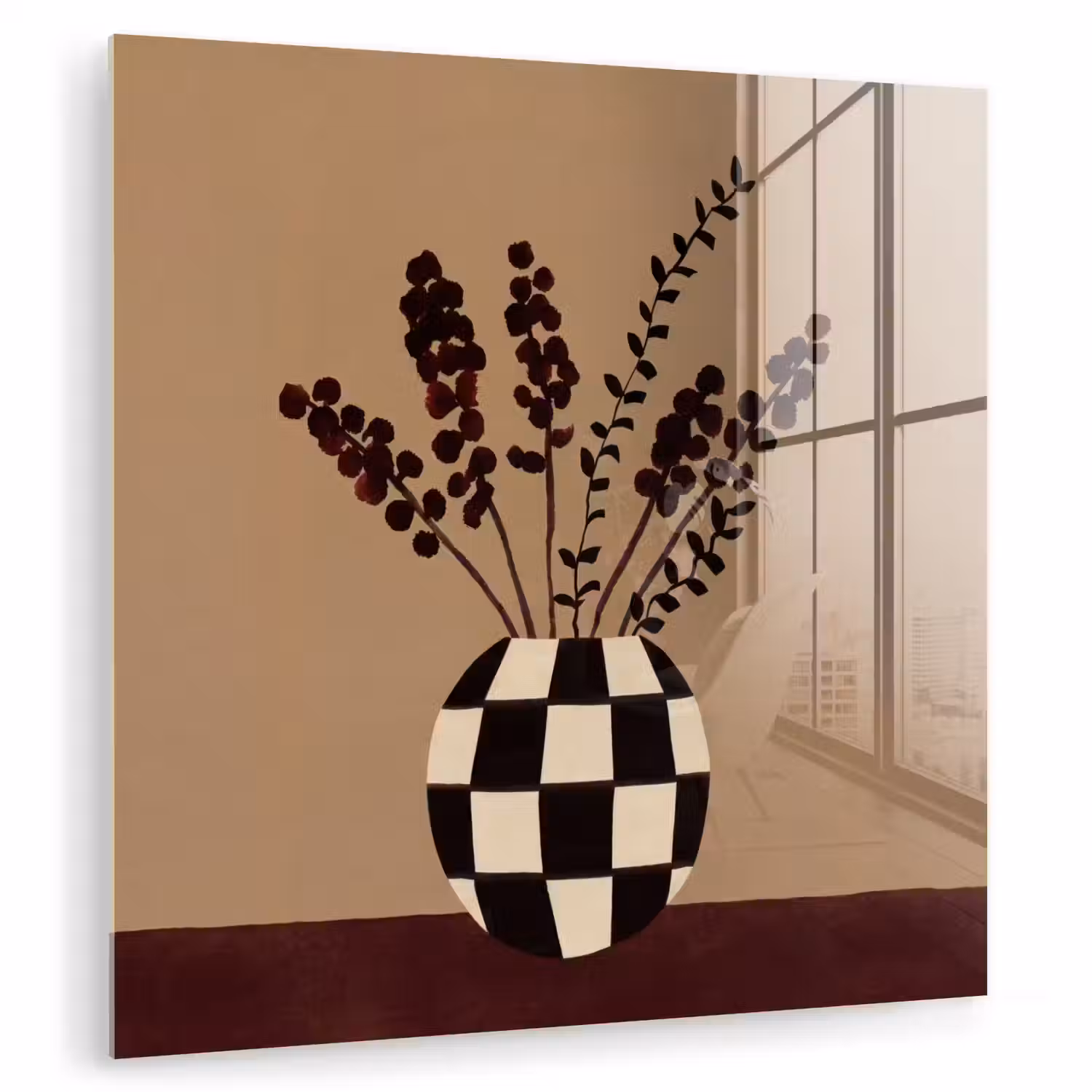 Minimalistisch - Vaas - Bloemen - Bruin plexiglas 5mm klein -zzzproduct_nieuw