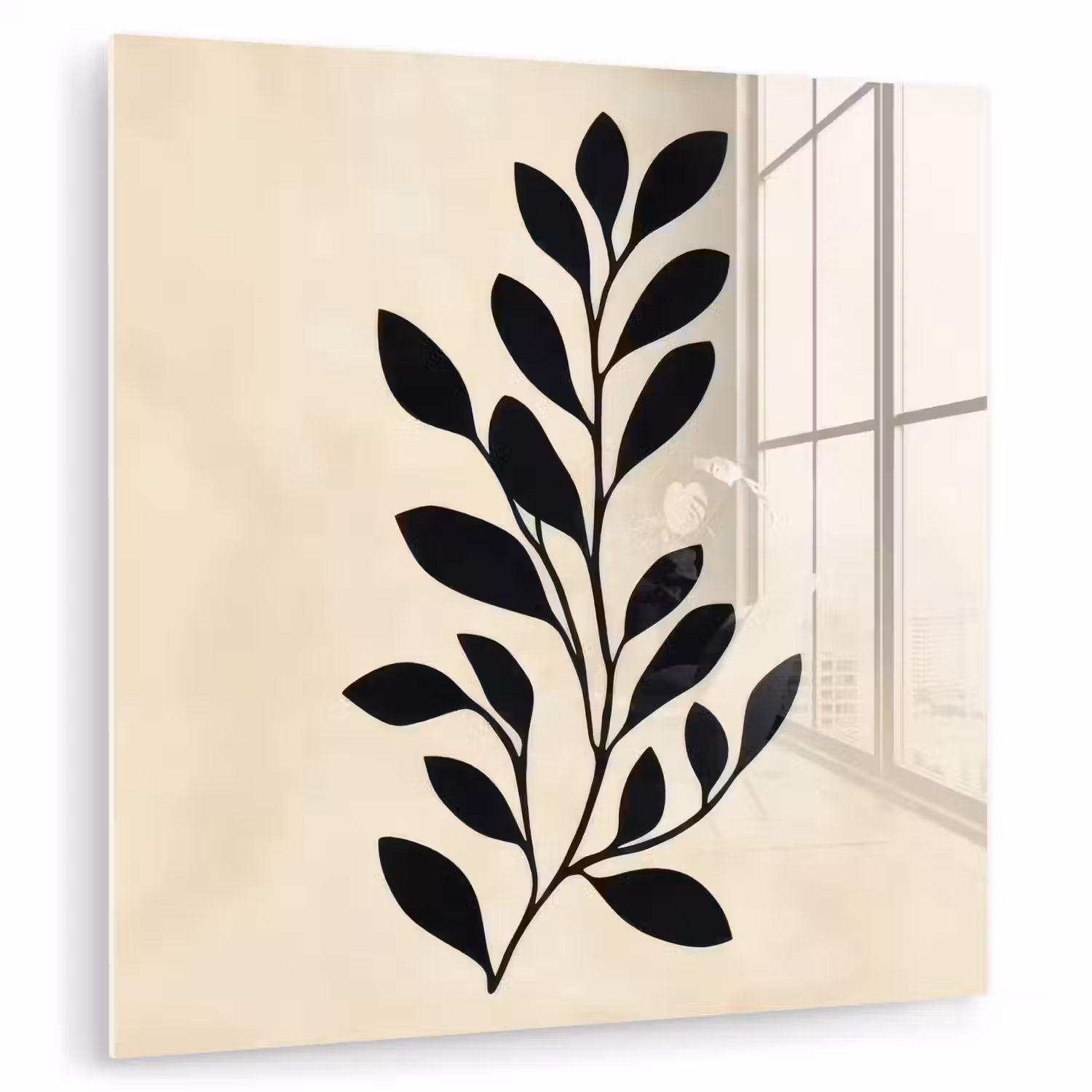 Minimalistisch - Tak - Bladeren - Zwart plexiglas 5mm klein -zzzproduct_nieuw