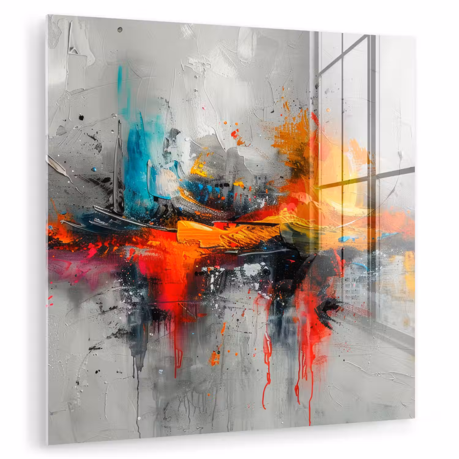 Moderne kunst - Oranje - Grijs - Abstract plexiglas 5mm klein -zzzproduct_nieuw