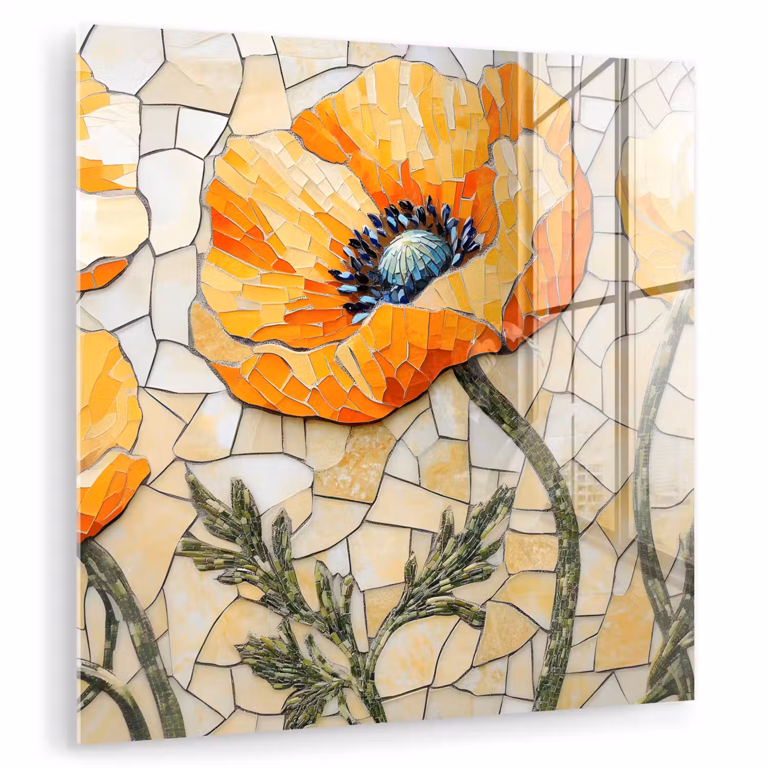Klaprozen - Oranje - Mozaïek - Bladeren plexiglas 5mm klein -zzzproduct_nieuw