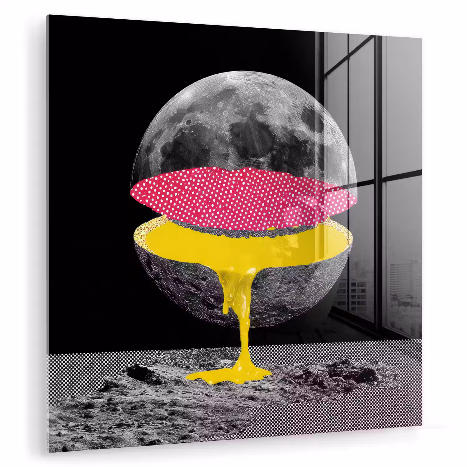 Maan - Geel - Roze - Zwart plexiglas 5mm klein -zzzproduct_nieuw