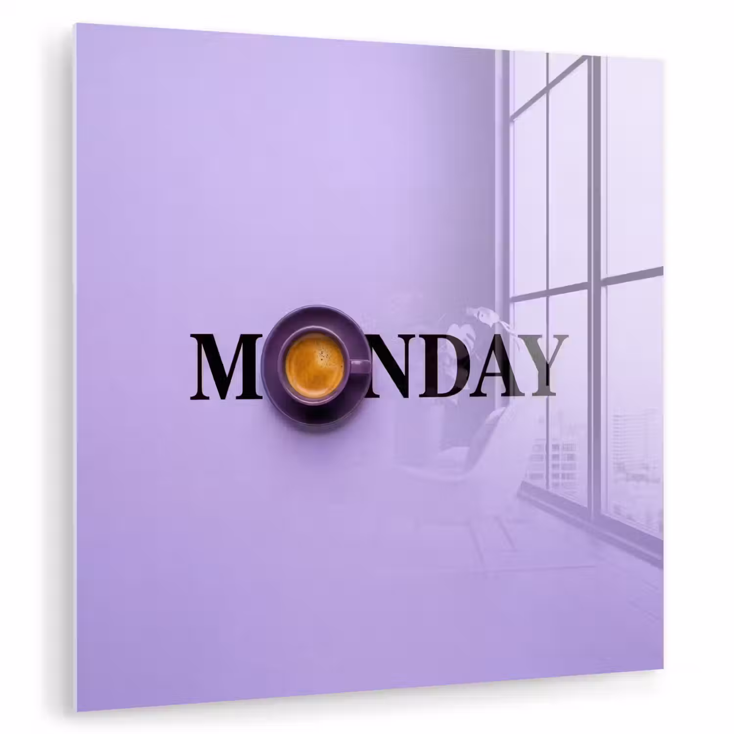 Maandag - Mok - Koffie - Paars plexiglas 5mm klein -zzzproduct_nieuw
