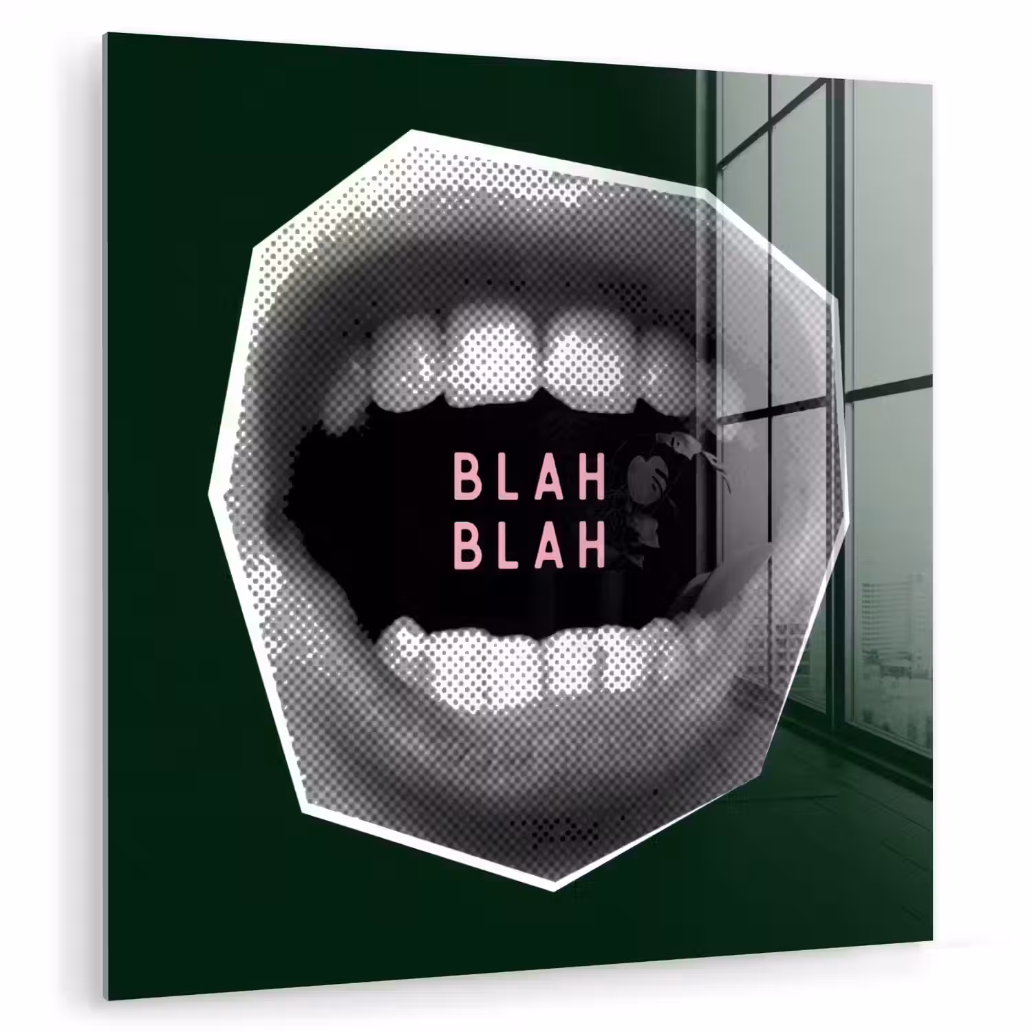 Mond - Groen - Illustratie - BLAH BLAH plexiglas 5mm klein -zzzproduct_nieuw