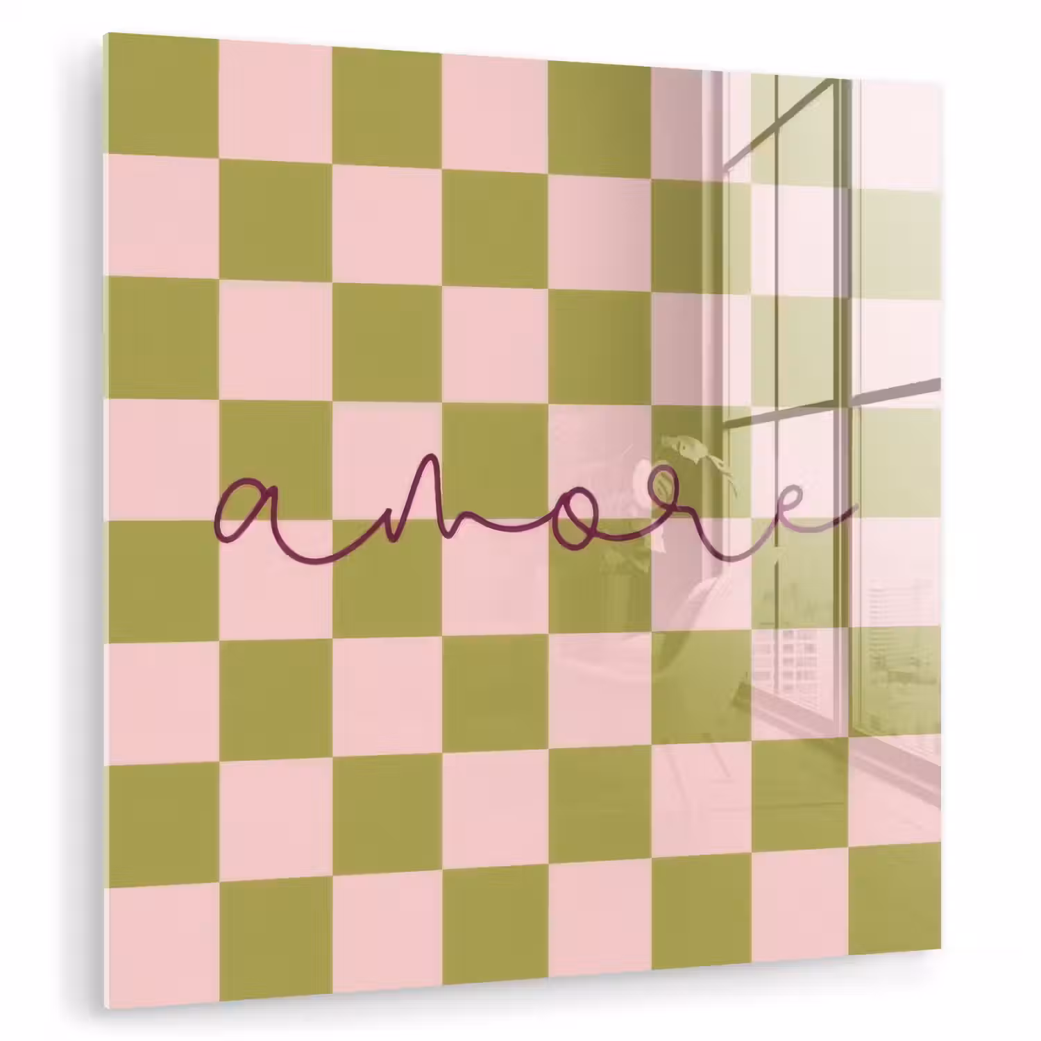 Patroon - Geblokt - Olijfgroen - Amore plexiglas 5mm klein -zzzproduct_nieuw
