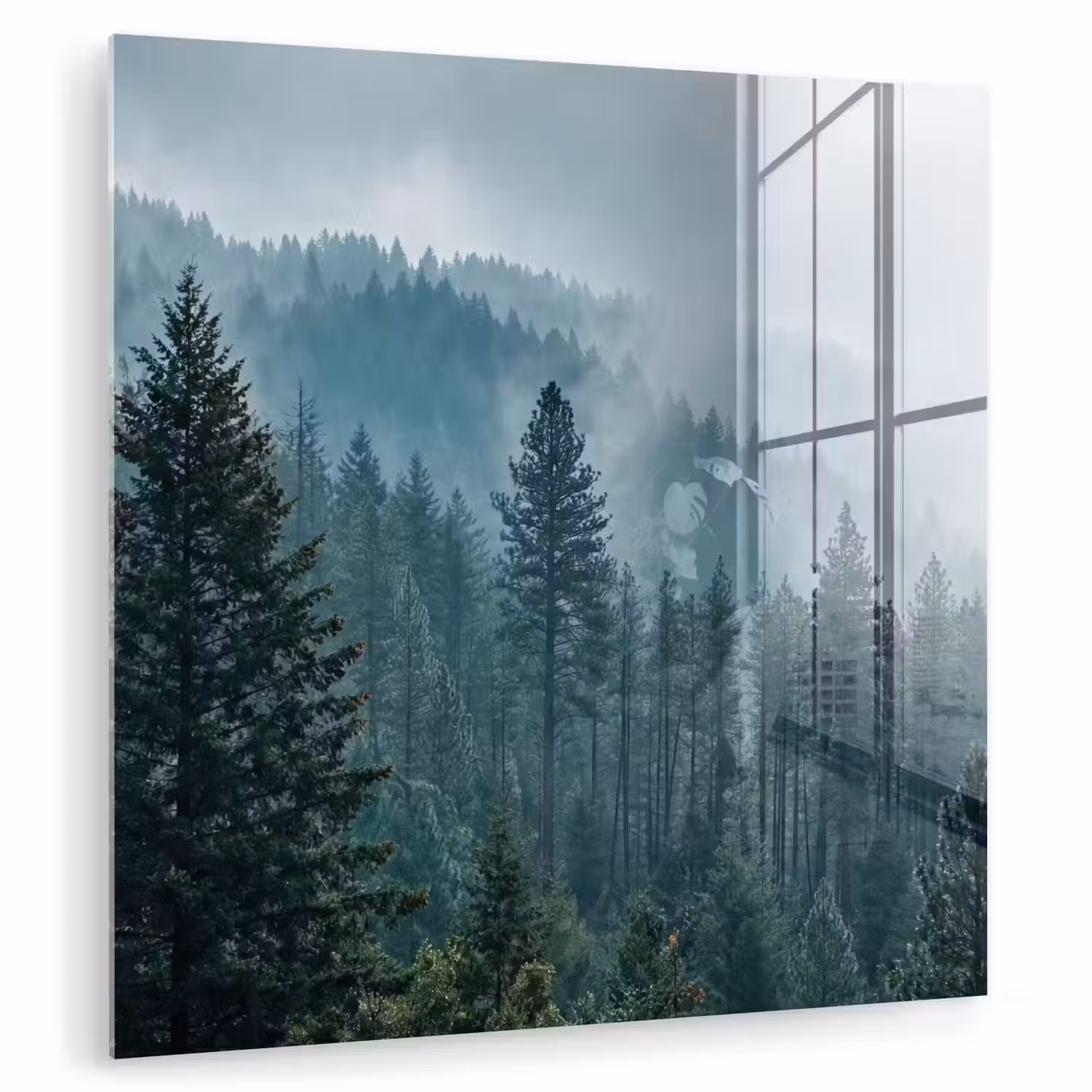 Naaldwoud - Bergen - Mist plexiglas 5mm klein -zzzproduct_nieuw