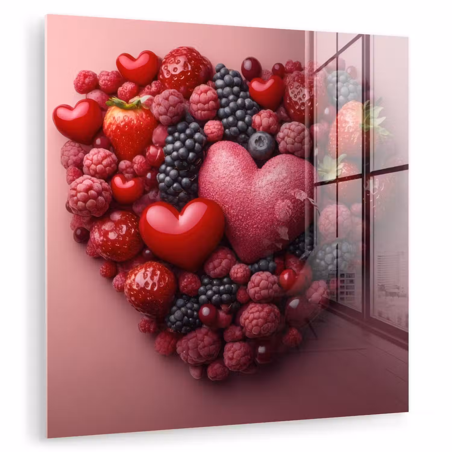 Fruit - Hartjes - Aardbeien - Frambozen - Bosbessen plexiglas 5mm klein -zzzproduct_nieuw