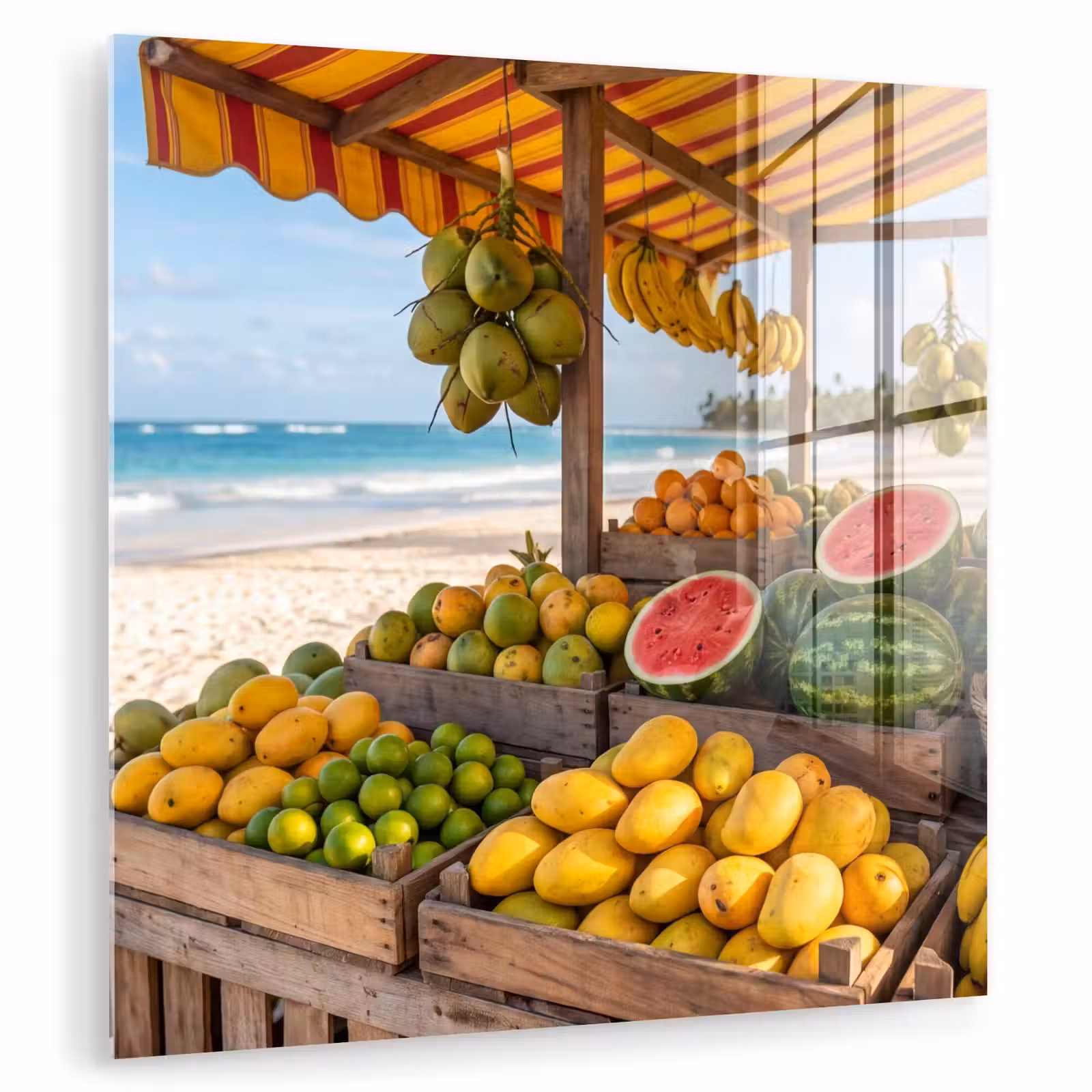 Glasbild - Obst – Strand – Tropisch - Fruit - Strand - Tropisch plexiglas 5mm klein
