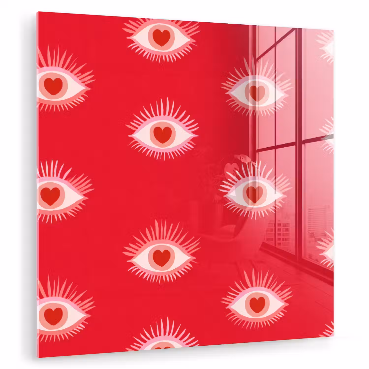 Ogen - Hart - Abstract - Rood - Roze plexiglas 5mm klein 11 -zzzproduct_nieuw