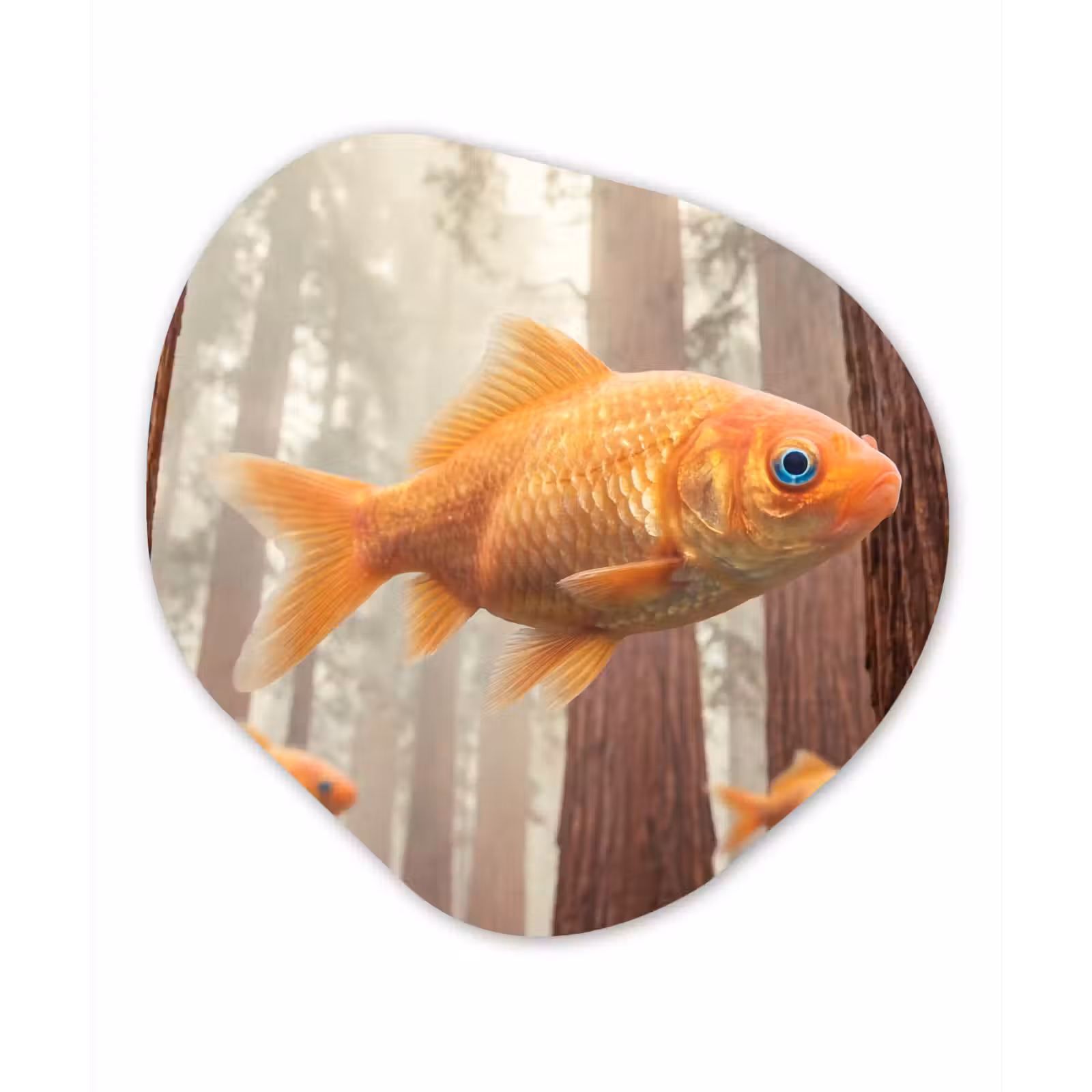 Glasbild Organische Form - Fisch – Wald – Fantasie - Vis - Bos - Fantasie Wandcirkel Organisch Plexiglas middel