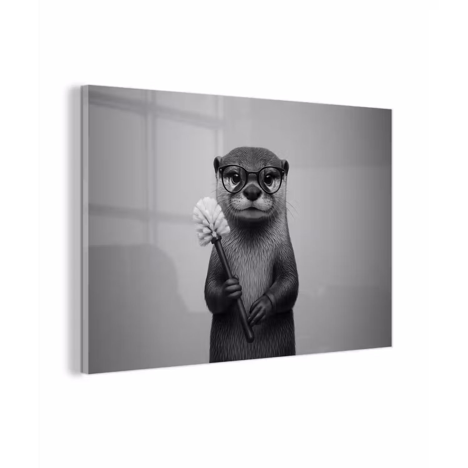 Otter - Wc-borstel - Bril - Zwart - Wit plexiglas 5mm klein -zzzproduct_nieuw