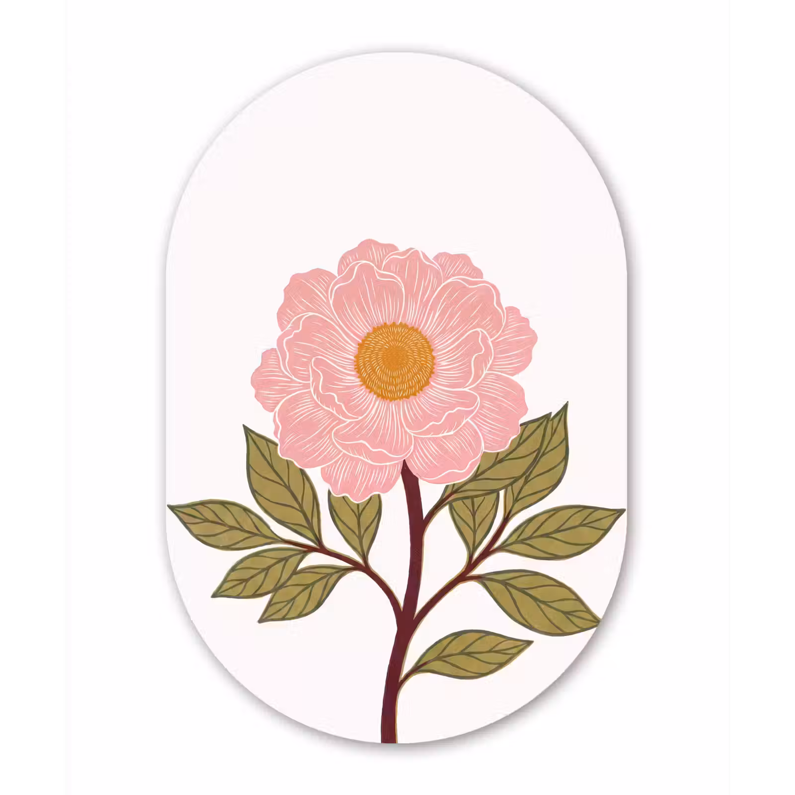 Glasbild Oval - Blumen – Rosa – Illustration - Bloemen - Roze - Illustratie Wandcirkel Ovaal Glas middel