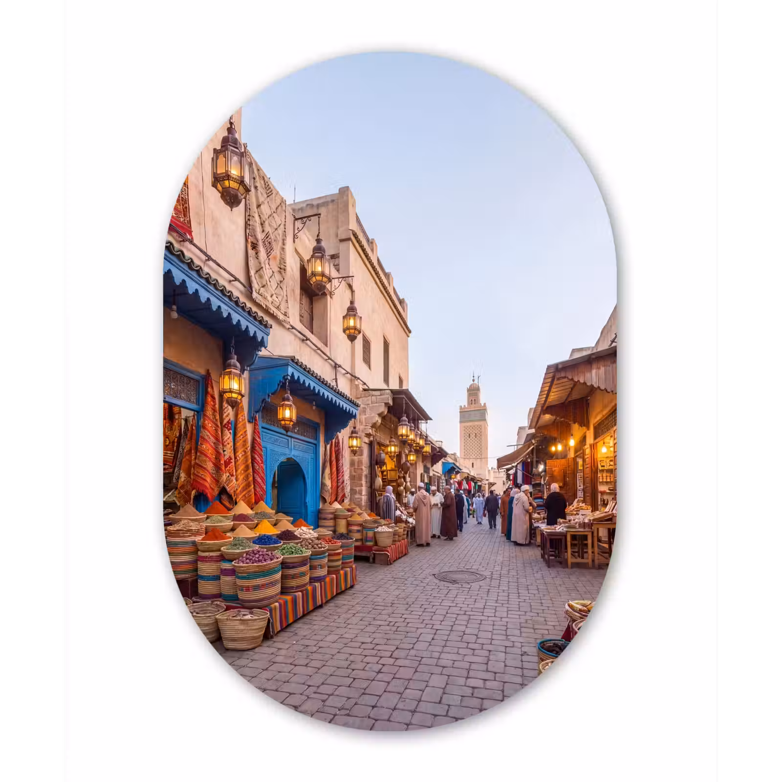 Glasbild Oval - Markt – Orientalisch – Farbenfroh - Markt - Oosters - Kleurrijk Wandcirkel Ovaal Glas middel