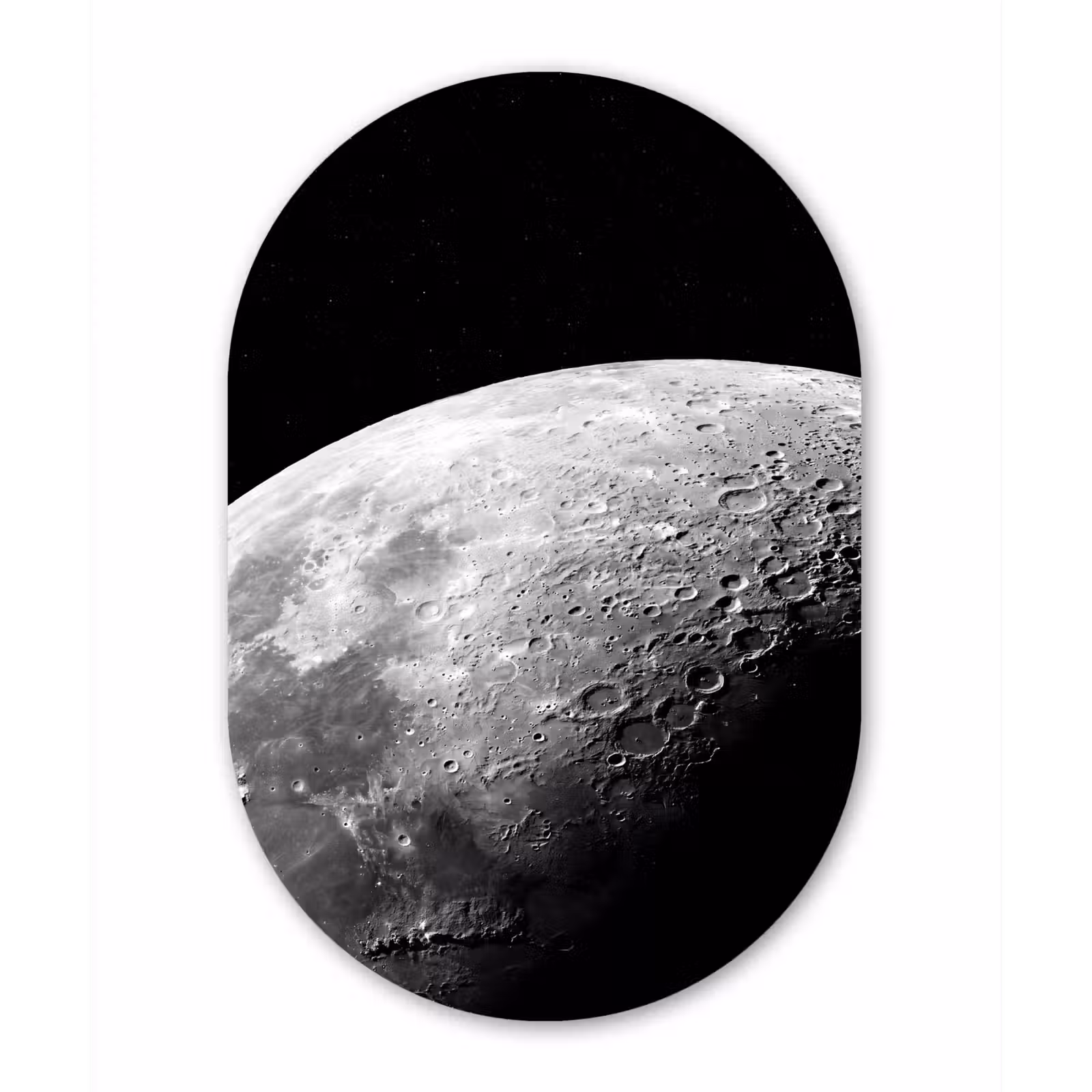 Glasbild Oval - Mond – Krater – Weltraum - Maan - Kraters - Ruimte Wandcirkel Ovaal Glas middel
