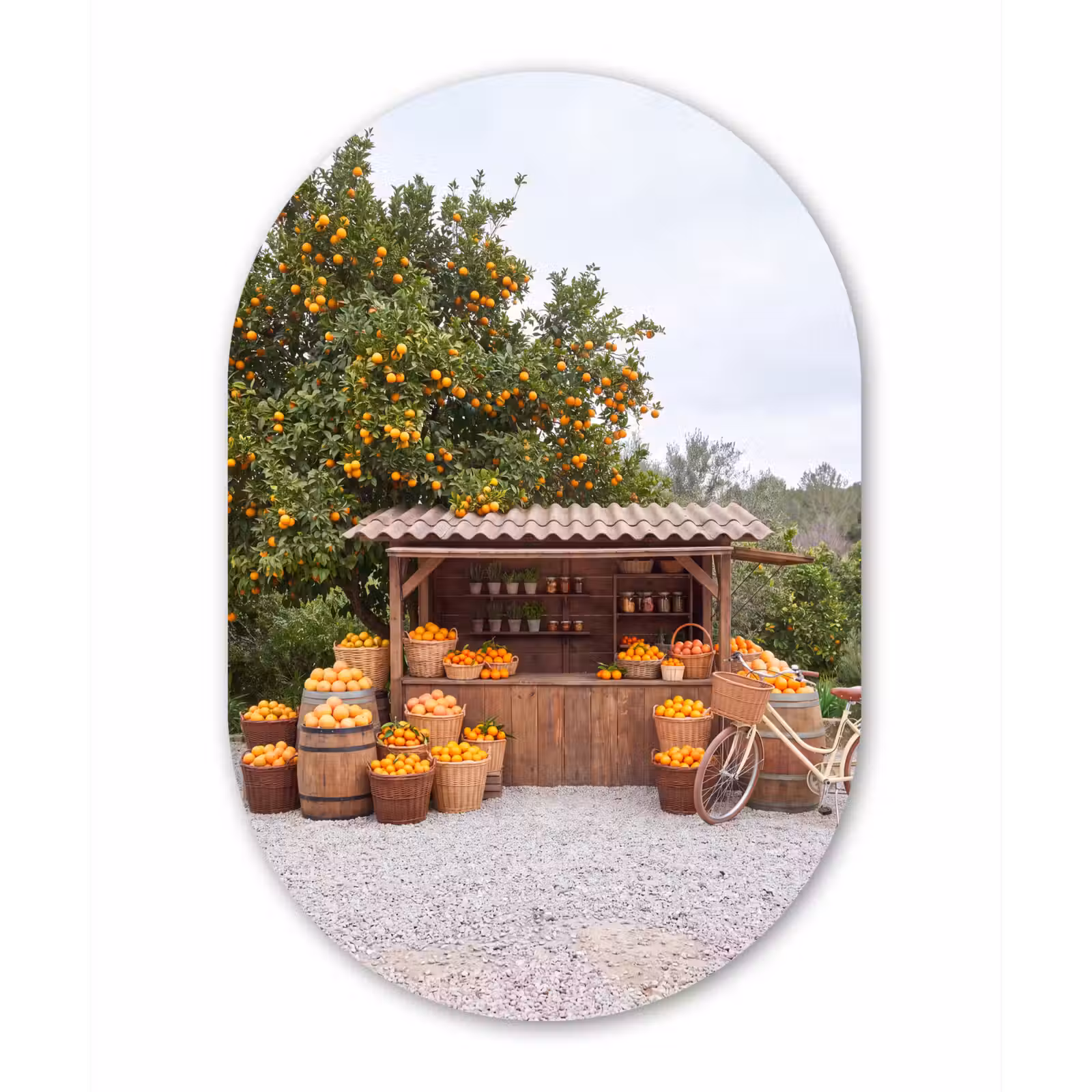 Glasbild Oval - Obst – Markt – Ländlich - Fruit - Markt - Landelijk Wandcirkel Ovaal Glas middel