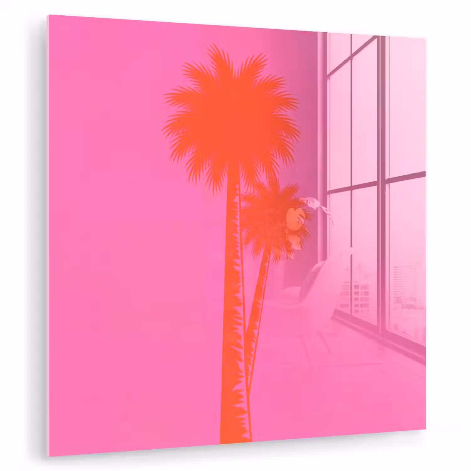 Palmbomen - Modern - Roze plexiglas 5mm klein -zzzproduct_nieuw