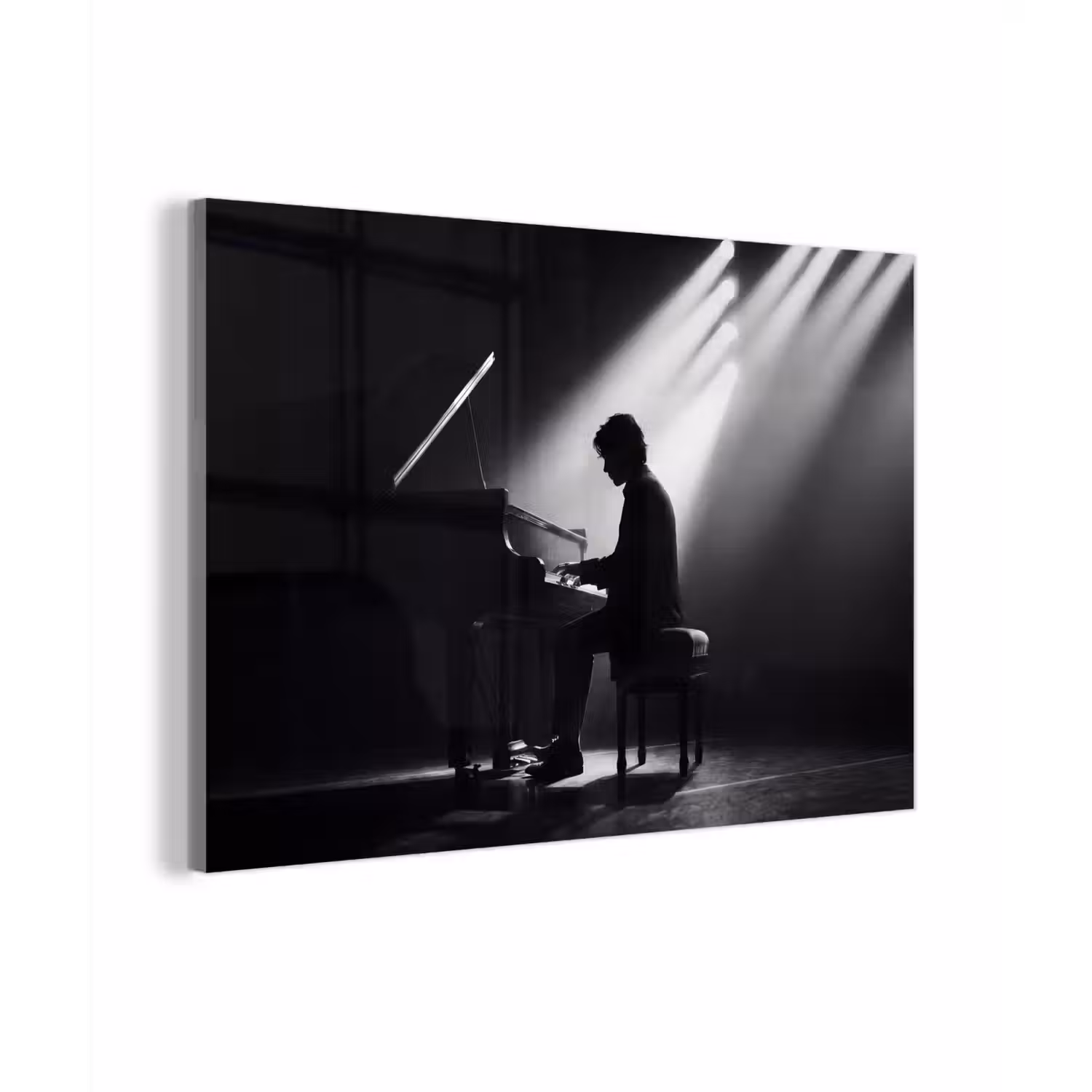 Persoon - Piano - Muziek - Zwart-wit - Podium plexiglas 5mm klein -zzzproduct_nieuw