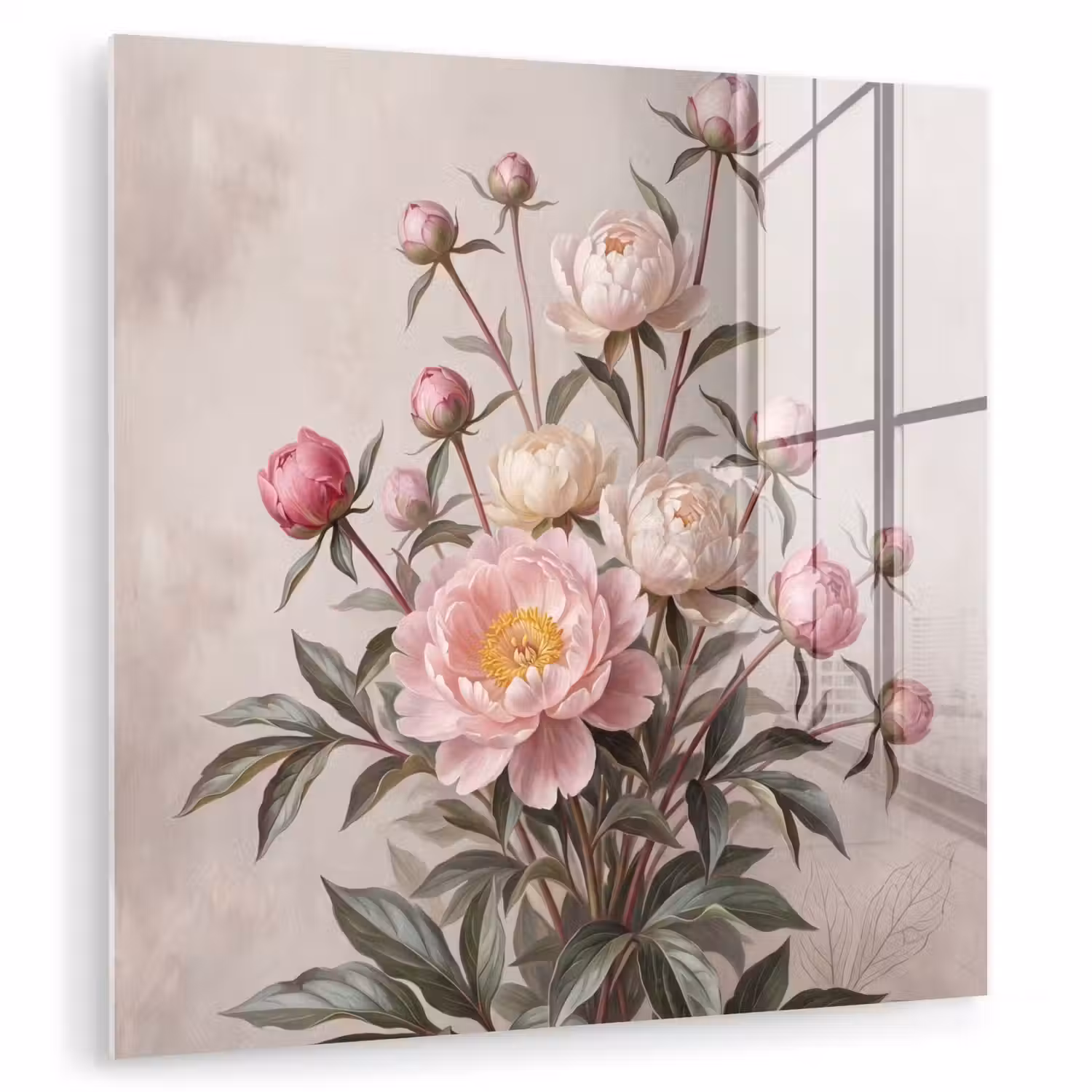 Pioenrozen - Boeket - Roze plexiglas 5mm klein -zzzproduct_nieuw