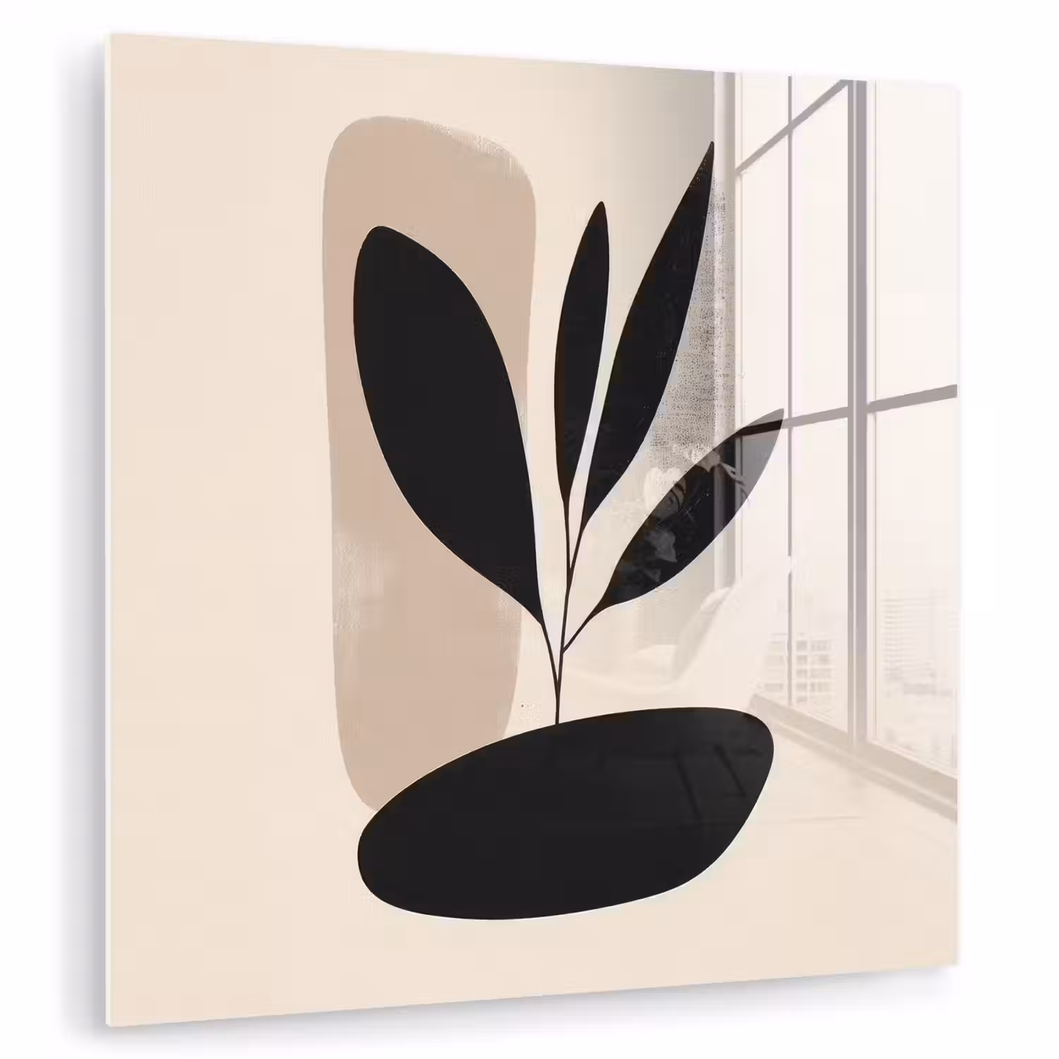 Plant - Beige - Japandi plexiglas 5mm klein -zzzproduct_nieuw