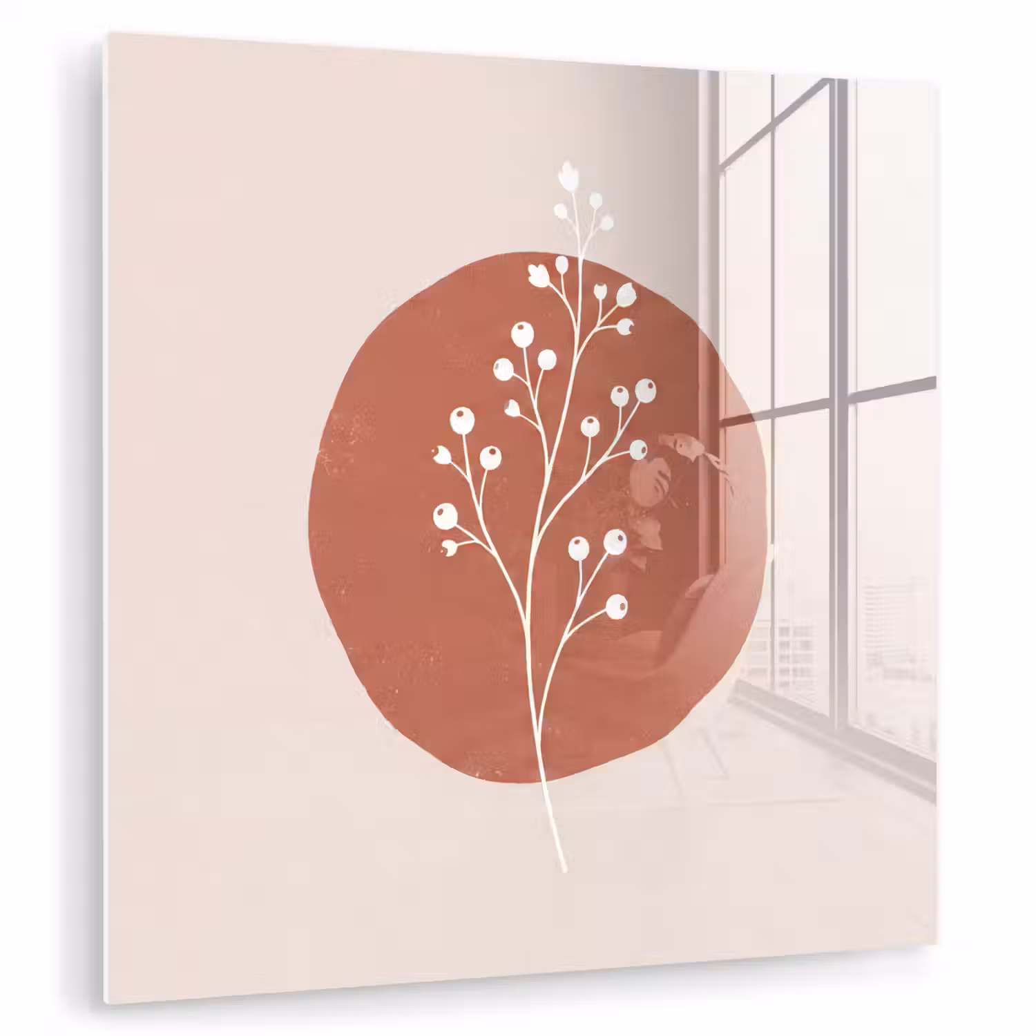 Plant - Tak - Abstract - Modern - Wit plexiglas 5mm klein -zzzproduct_nieuw