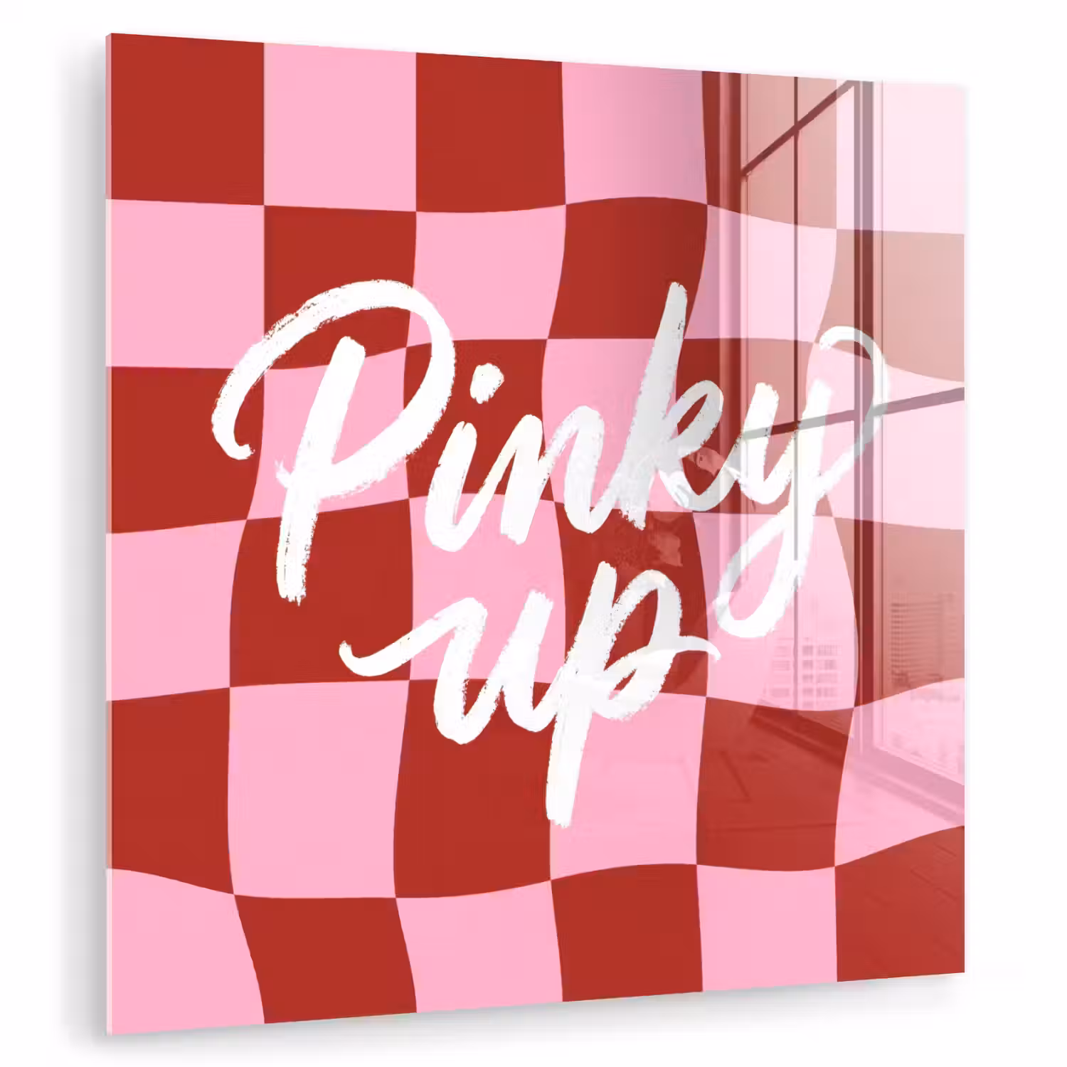 Pinky up - Geblokt - Bordeauxrood plexiglas 5mm klein -zzzproduct_nieuw