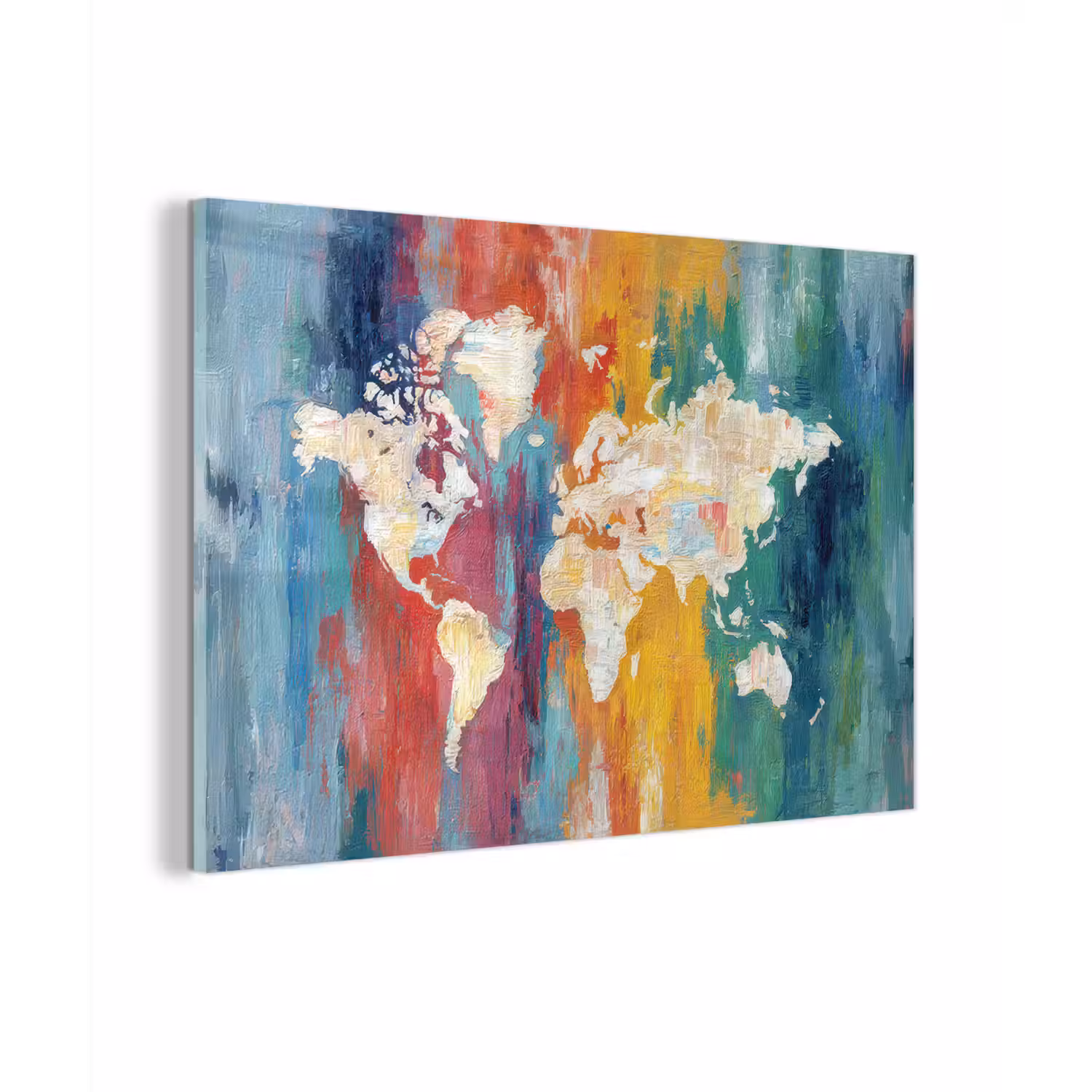 Penseelstreken - Kleurrijk - Schilderij - Wereldkaart plexiglas 5mm klein -zzzproduct_nieuw
