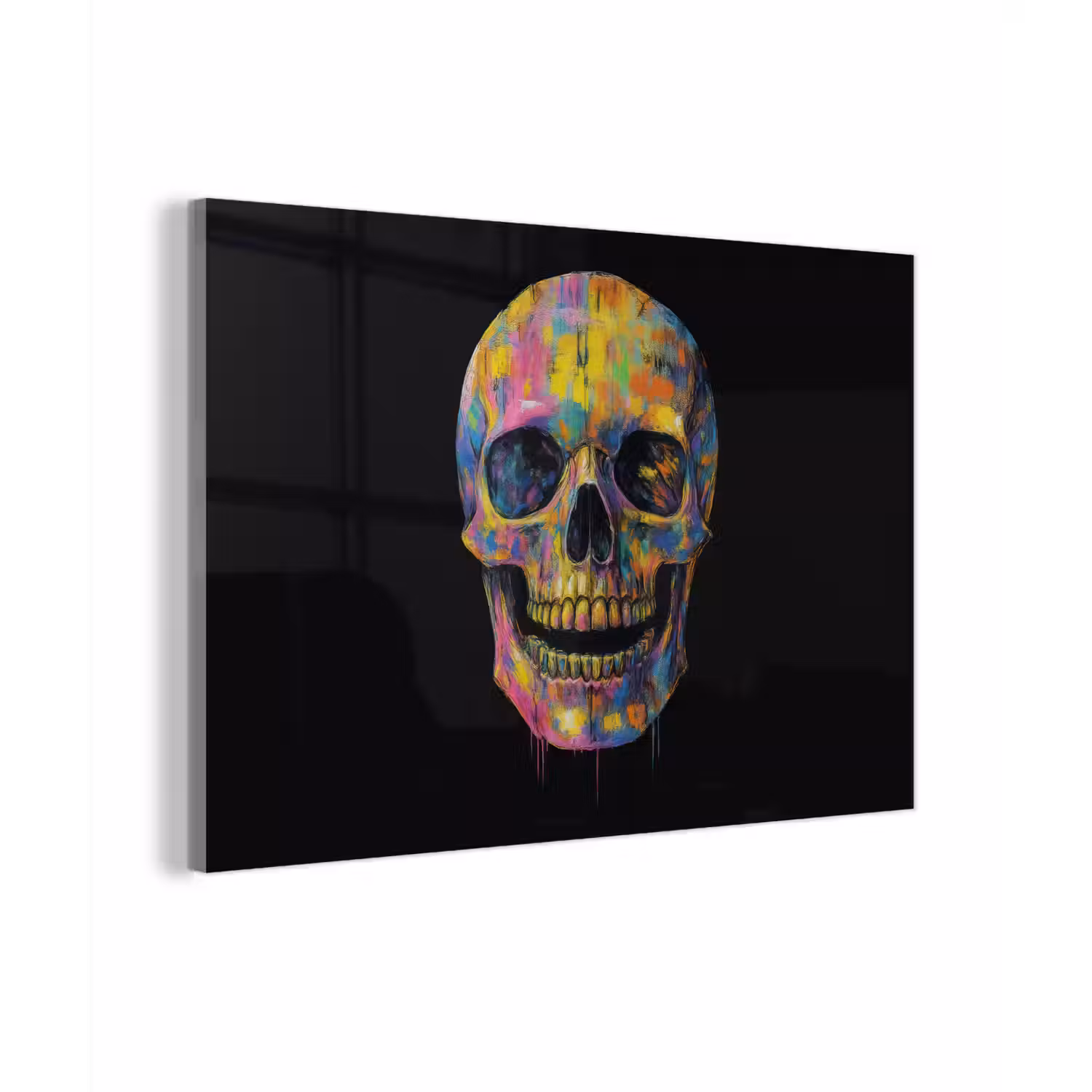 Penseelstreken - Schedel - Kleurrijk - Abstract plexiglas 5mm klein -zzzproduct_nieuw