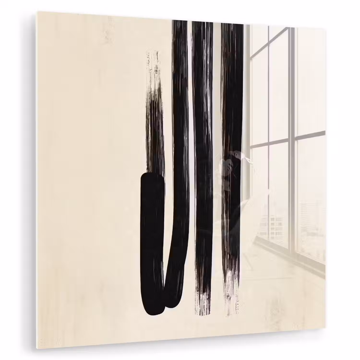 Penseelstreken - Verticaal - Zwart plexiglas 5mm klein -zzzproduct_nieuw