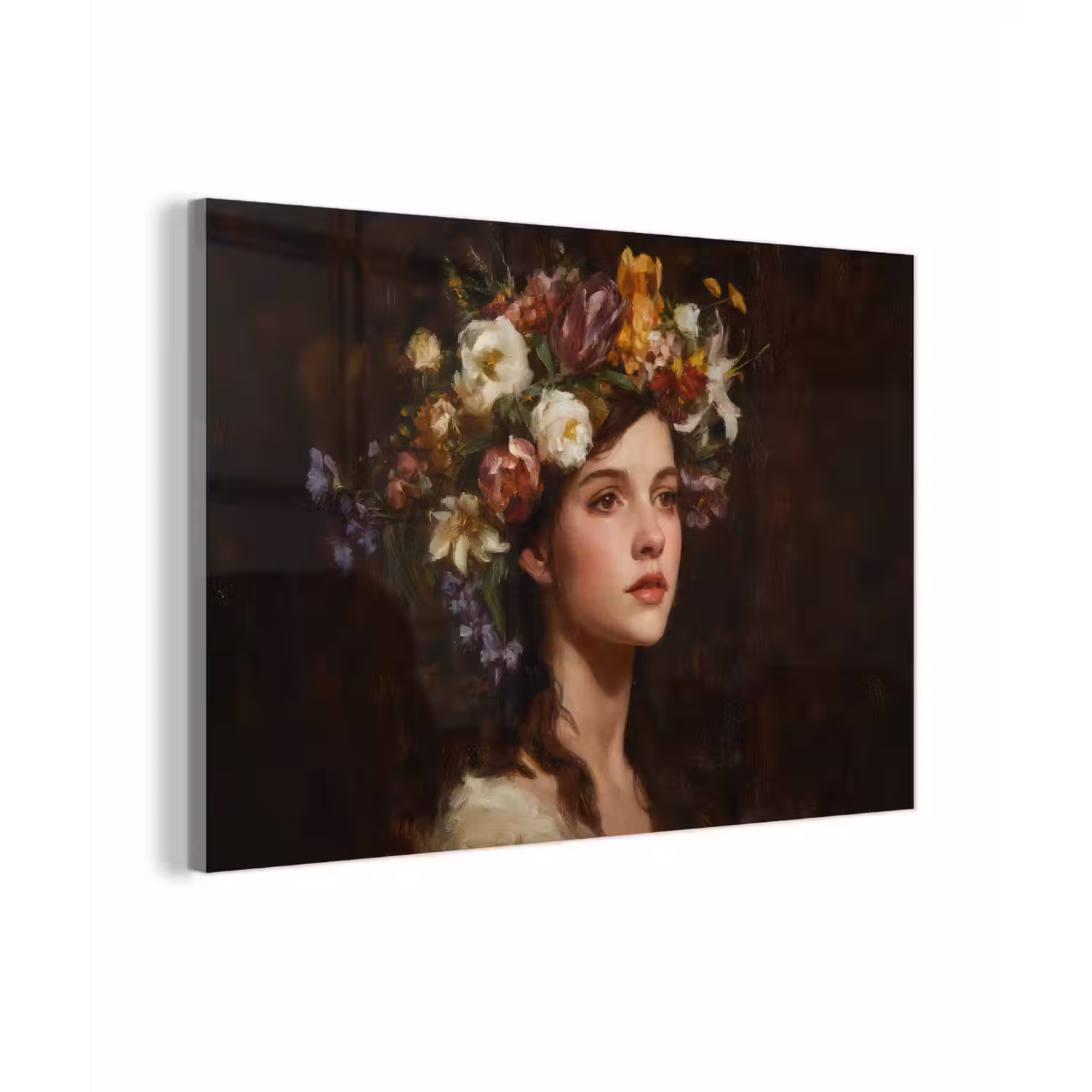 Portret - Vrouw - Bloemen plexiglas 5mm klein -zzzproduct_nieuw
