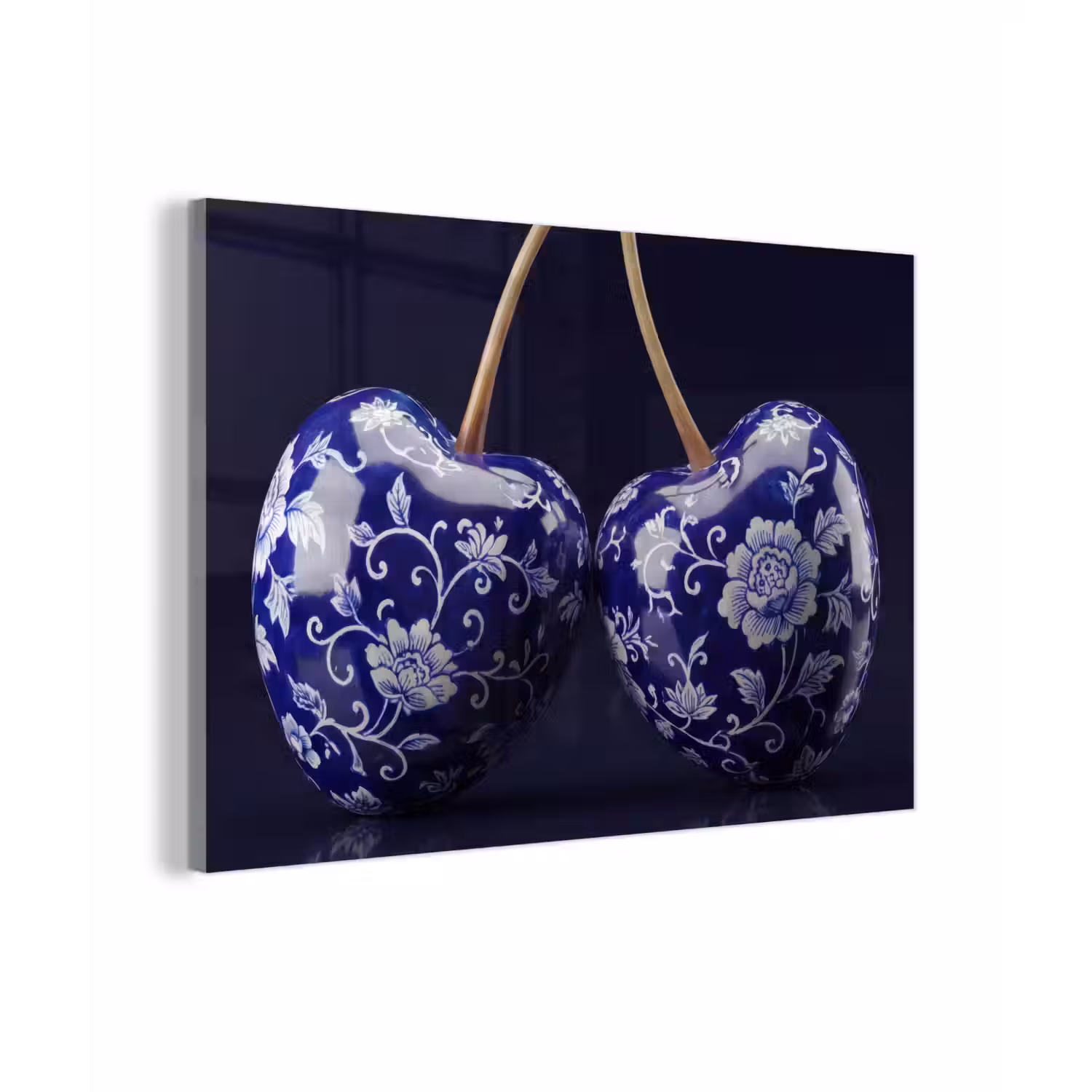 Porselein- Kersen - Delfts - Blauw plexiglas 5mm klein -zzzproduct_nieuw