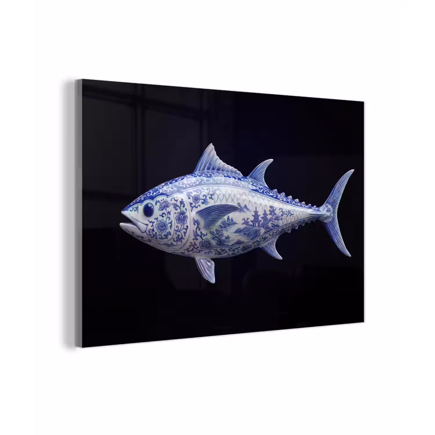 Porselein - Tonijn - Delfts - Blauw plexiglas 5mm klein -zzzproduct_nieuw