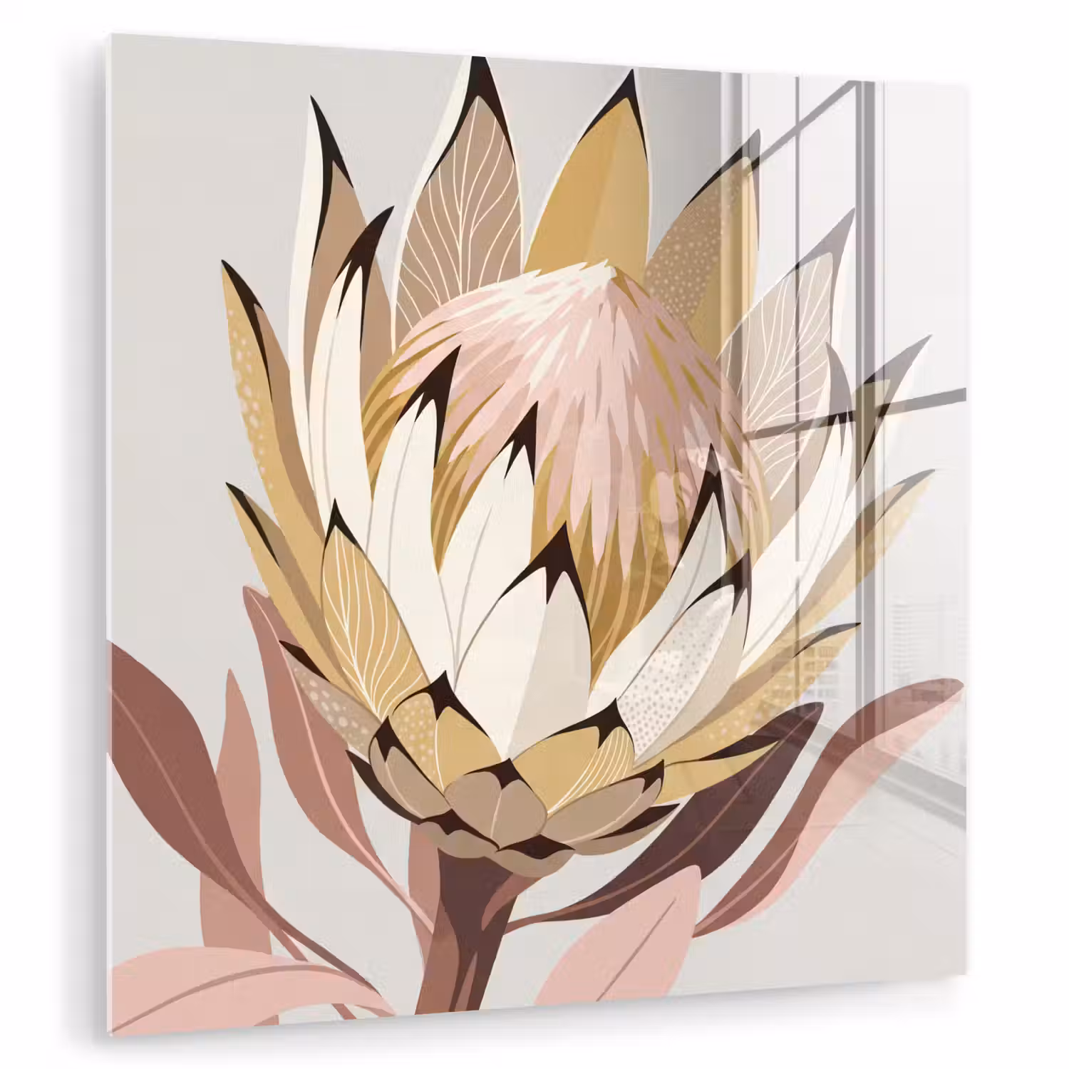 Protea - Bloem - Botanisch - Beige plexiglas 5mm klein -zzzproduct_nieuw