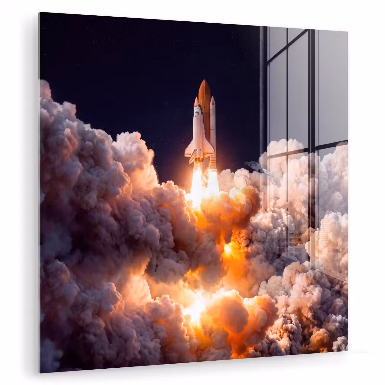 Glasbild - Raumfahrzeug – Start – Sterne - Ruimtevaartuig - Lancering - Sterren plexiglas 5mm klein