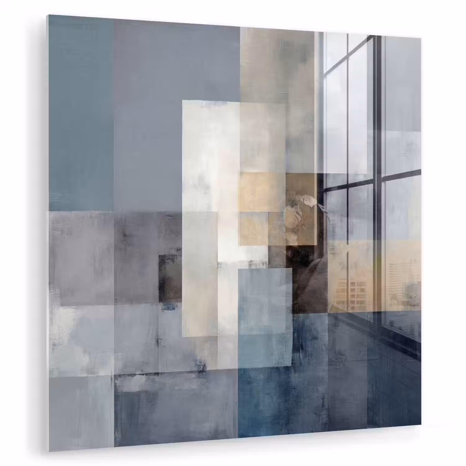 Rechthoeken - Abstract - Blauw plexiglas 5mm klein -zzzproduct_nieuw