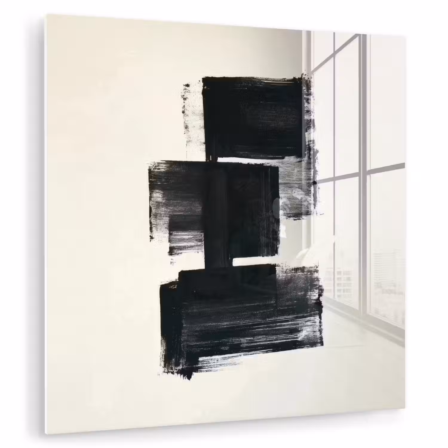 Rechthoeken - Penseelstreken - Abstract - Zwart plexiglas 5mm klein -zzzproduct_nieuw