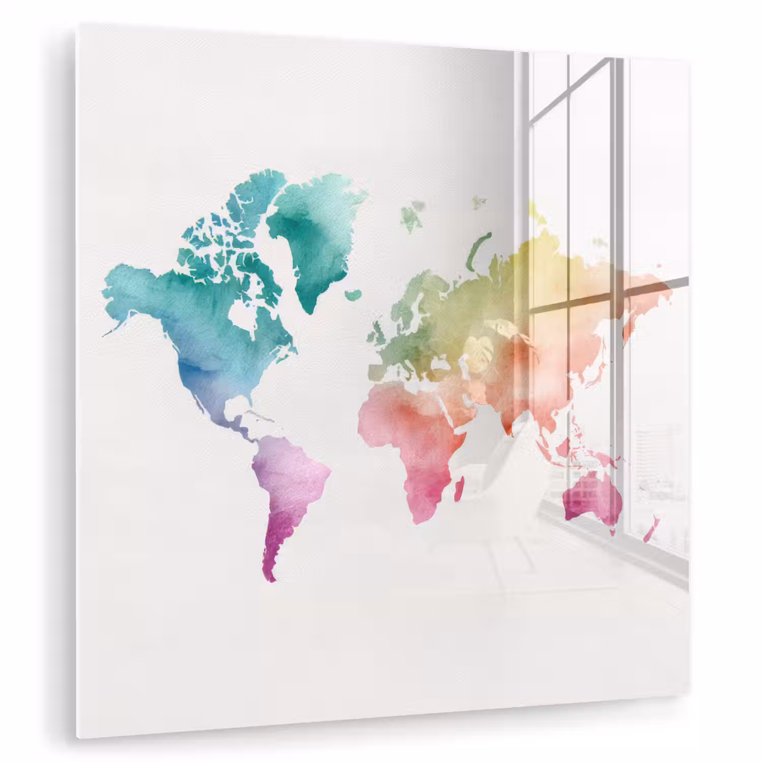 Regenboog - Wereldkaart - Overloop plexiglas 5mm klein -zzzproduct_nieuw