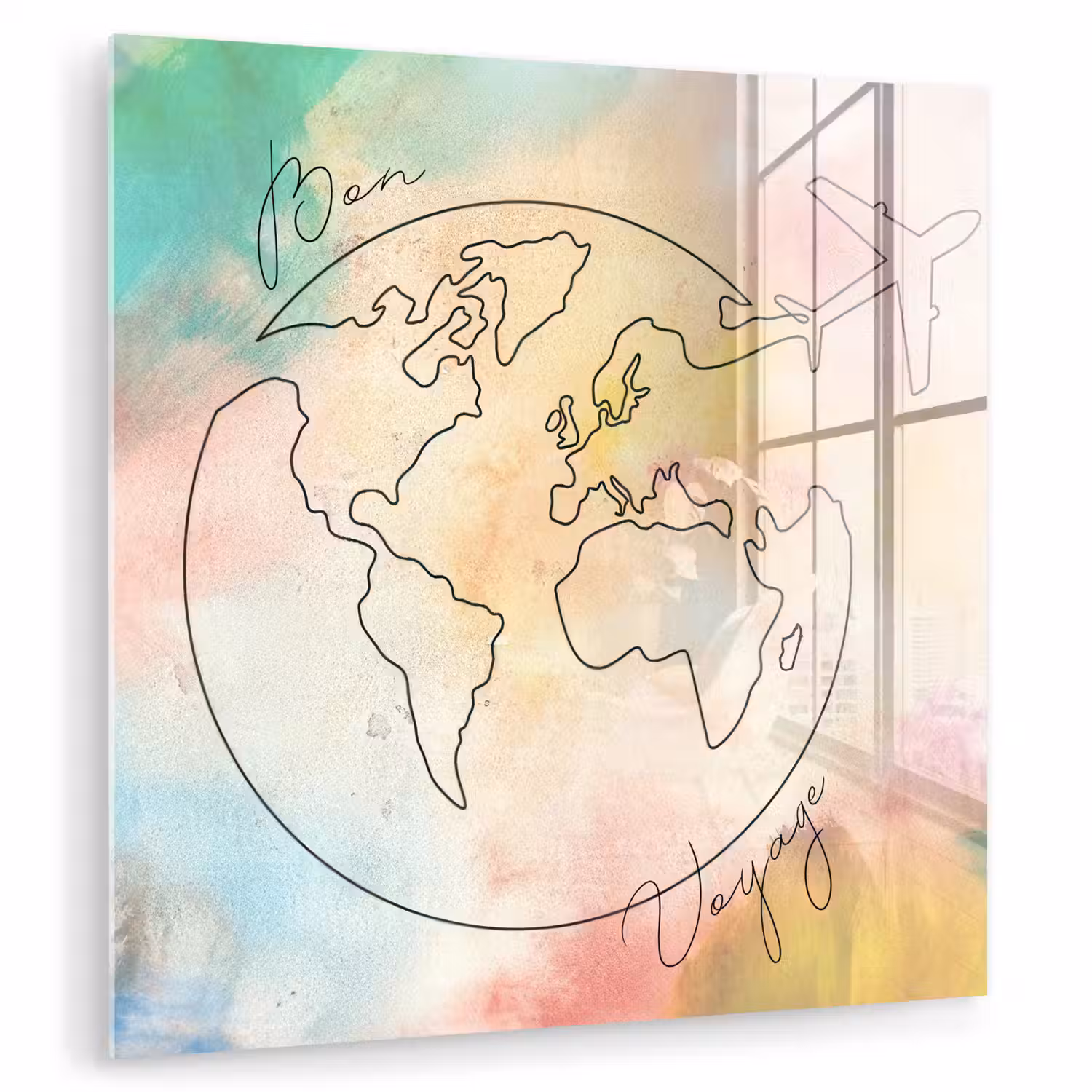 Voyage - Wereldbol - Pastel - Quote plexiglas 5mm klein -zzzproduct_nieuw