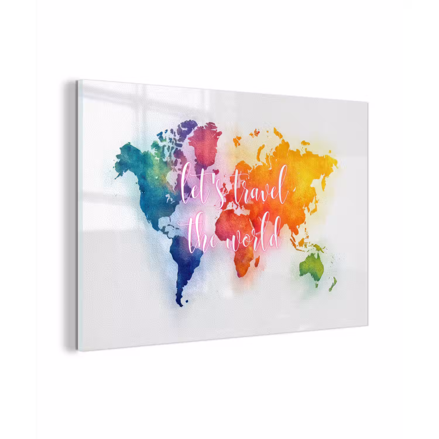 Travel - Quote - Regenboog - Wereldkaart plexiglas 5mm klein -zzzproduct_nieuw