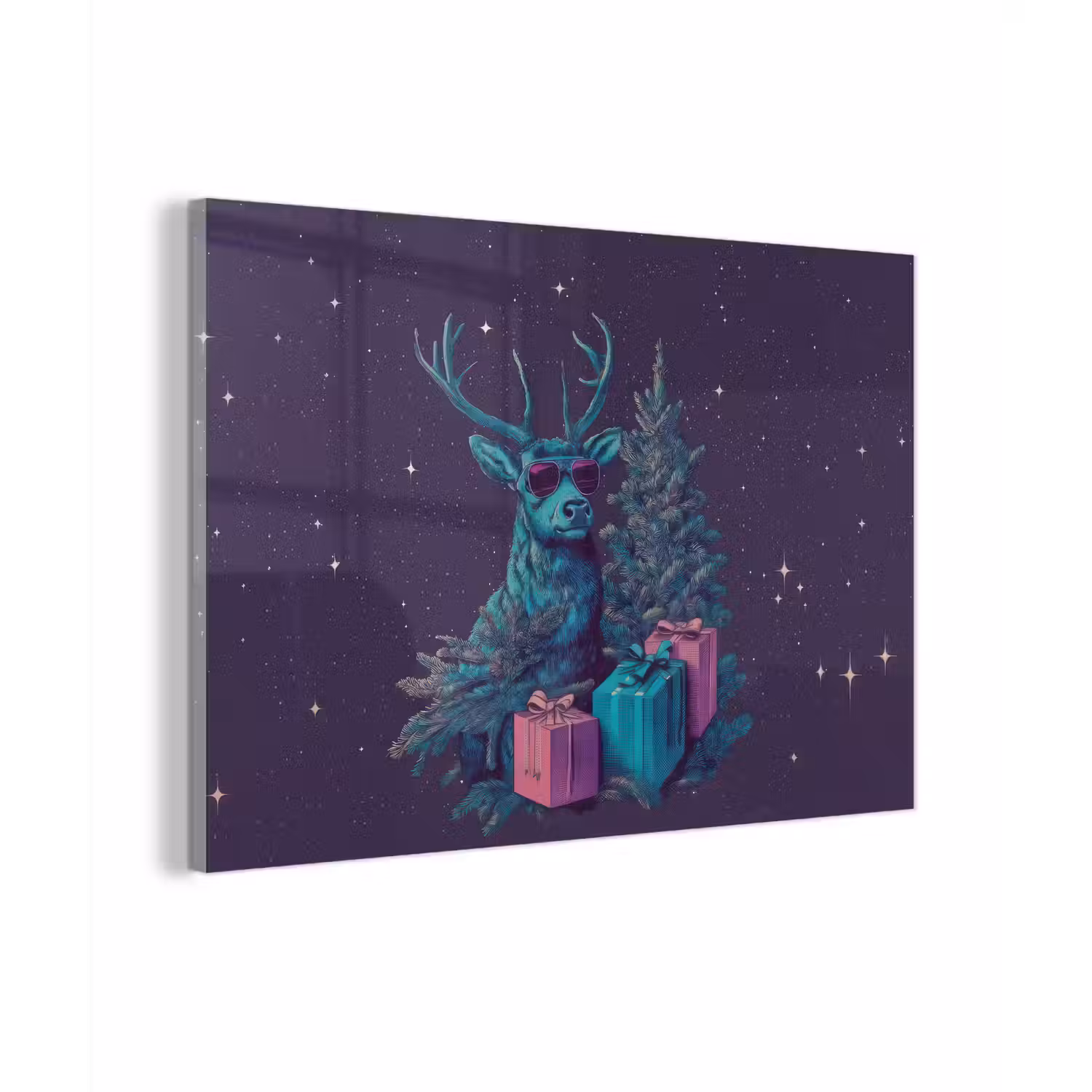 Rendier - Zonnebril - Neon - Kerstboom plexiglas 5mm klein -zzzproduct_nieuw