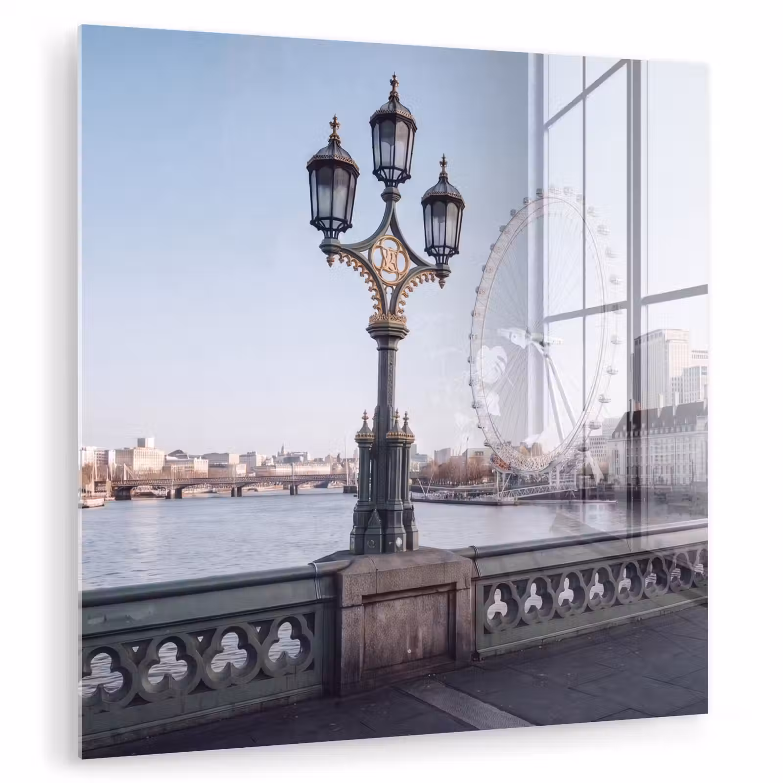 Glasbild - Riesenrad – London – Stadt – Architektur – Brücke - Reuzenrad - Londen - Stad - Architectuur - Brug plexiglas 5mm klein