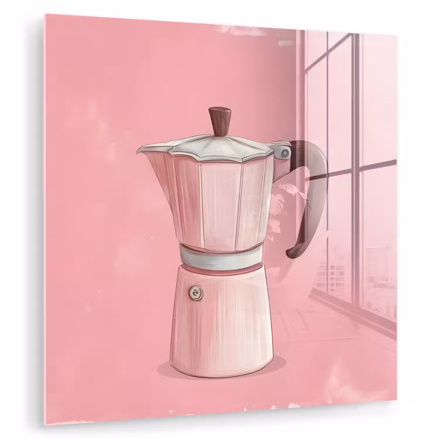 Roze - Mokkapot - Illustratie - Koffie plexiglas 5mm klein -zzzproduct_nieuw