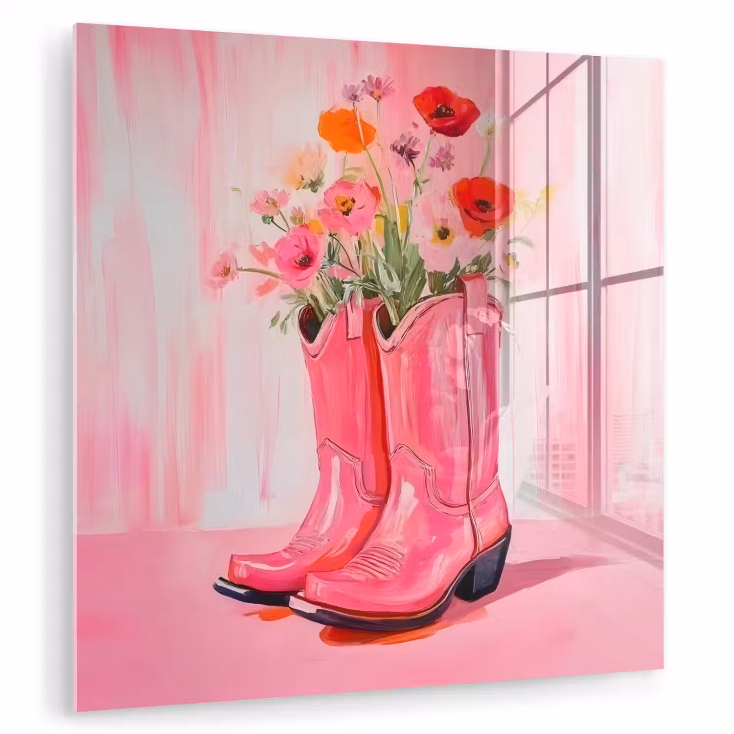 Roze - Bloemen - Cowboy plexiglas 5mm klein -zzzproduct_nieuw