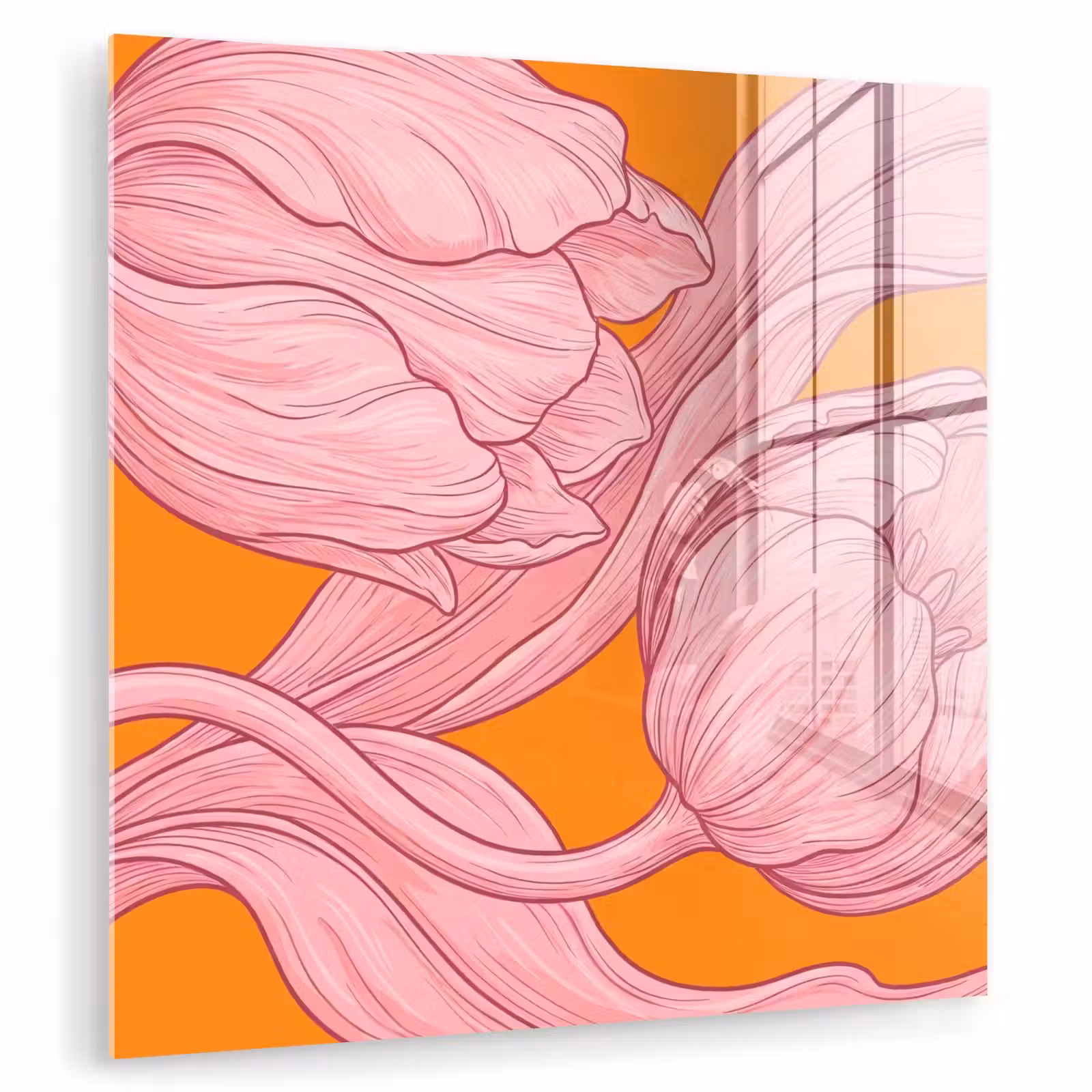 Glasbild - Rosa Blumen – Modern - Roze bloemen - Modern plexiglas 5mm klein