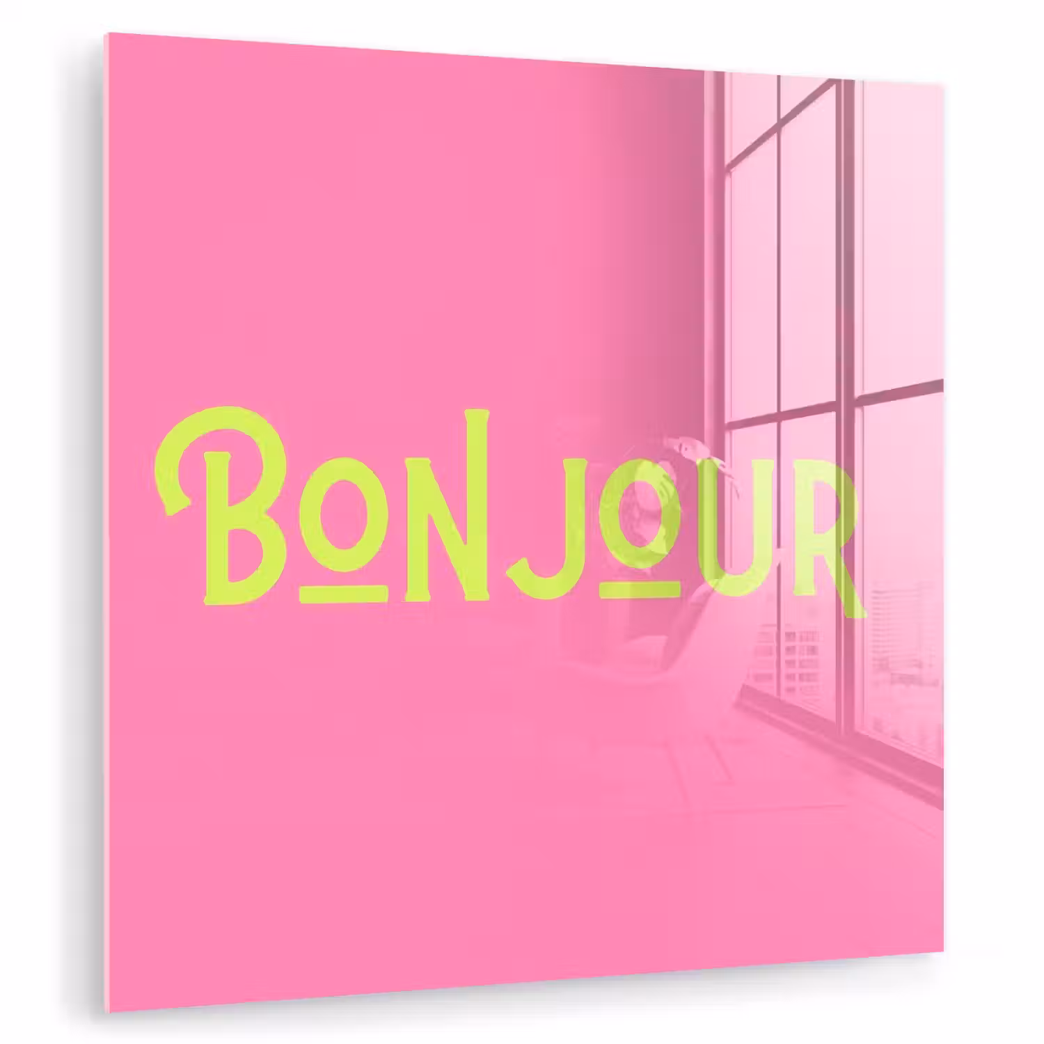 Roze - Groene Bonjour - art-deco plexiglas 5mm klein -zzzproduct_nieuw