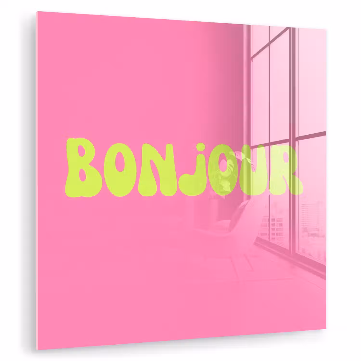 Roze - Groene bonjour - Organisch plexiglas 5mm klein -zzzproduct_nieuw