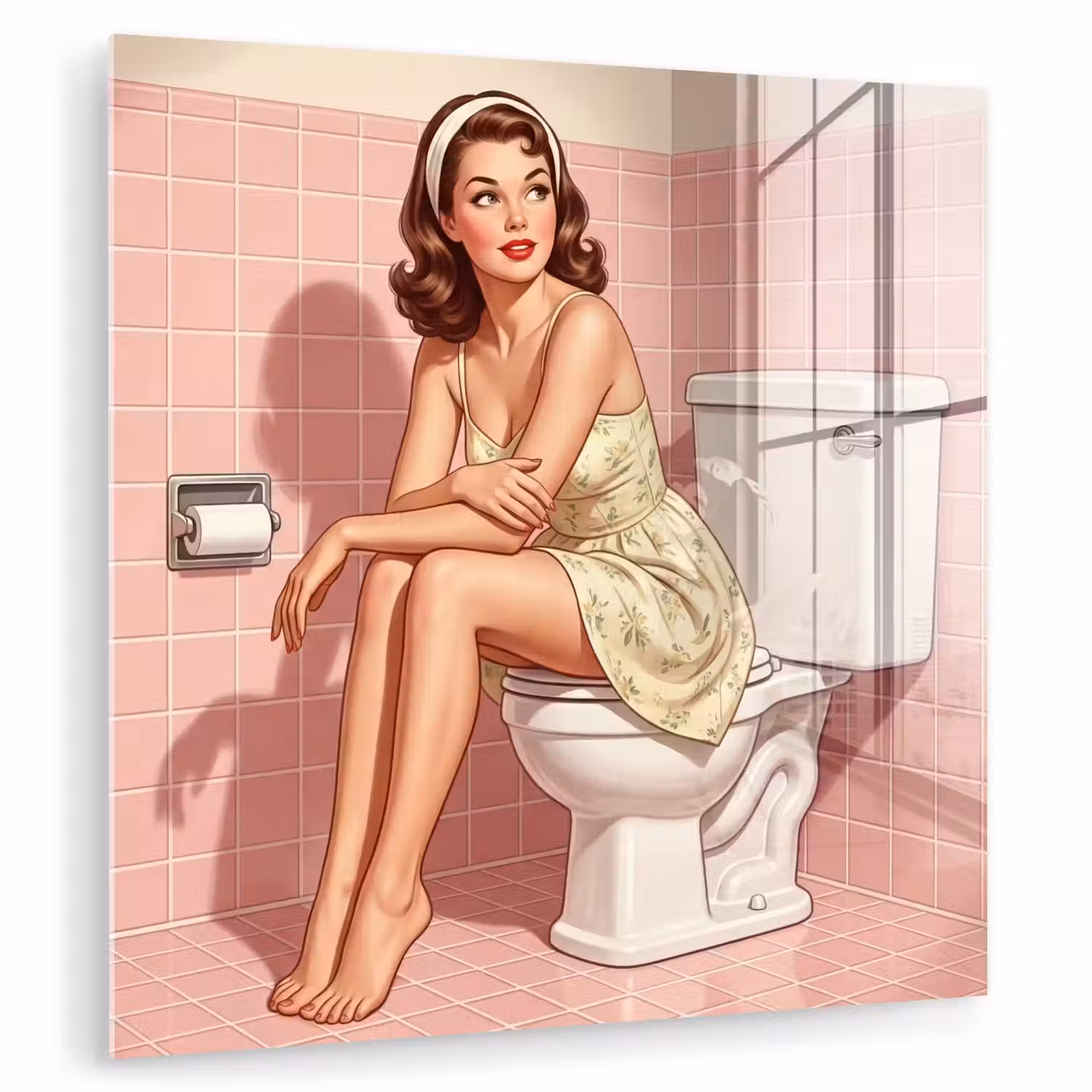 Roze - Retro - Vrouw plexiglas 5mm klein -zzzproduct_nieuw