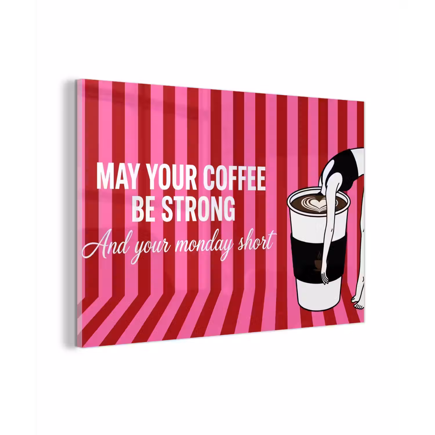 Roze - Strepen - Koffie - Maandag plexiglas 5mm klein -z3d