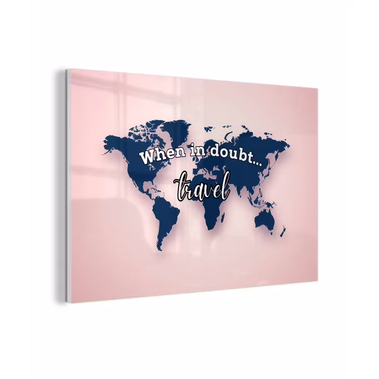 Roze - Quote - Wereldkaart - Travel plexiglas 5mm klein -zzzproduct_nieuw
